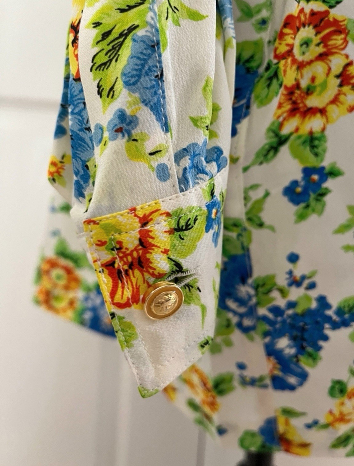 Vintage GIANNI VERSACE Floral Oversized Silk Blouse, Made In Italy, Signed