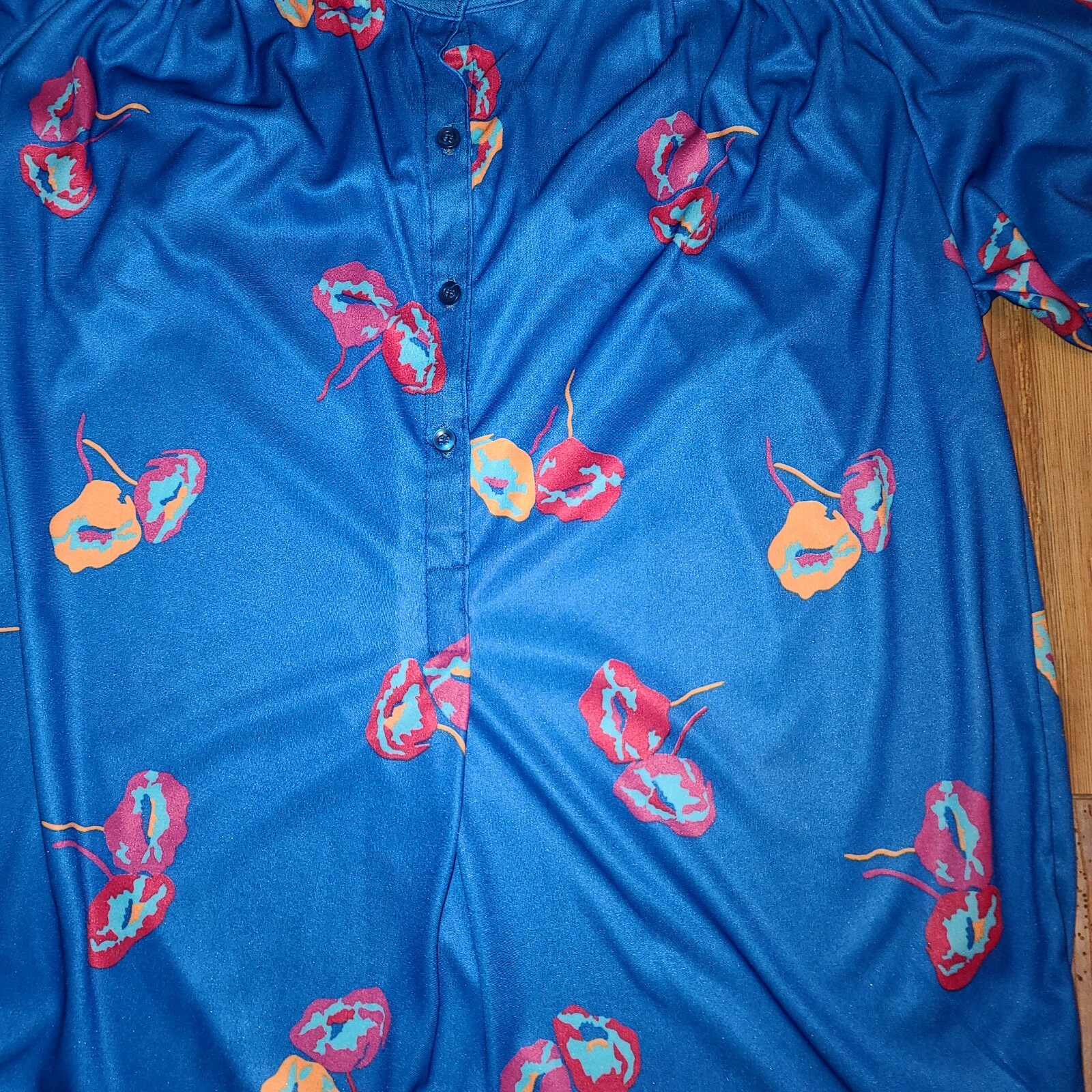 Vintage NOS Oak Hill 70’s Blue Floral Blouse