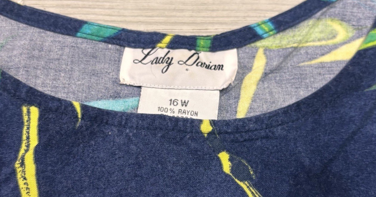 Lady Darian 16W Blue/Green/Yellow Floral Long Dress Perfect Pool Beach Casual