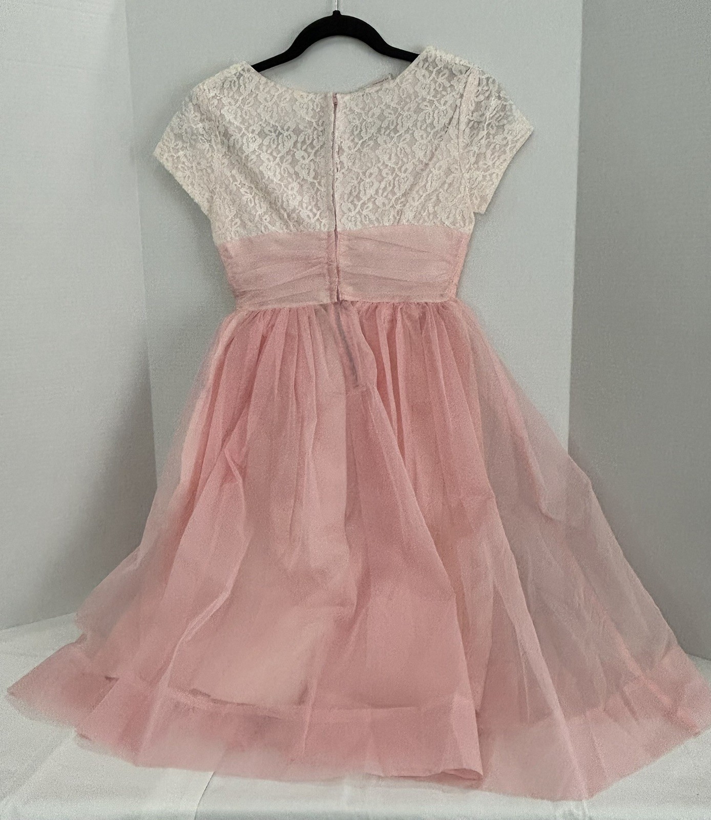 Vintage 1960’s (?) Woman’s Pink Lace And Tulle Party Dress By Semitee N