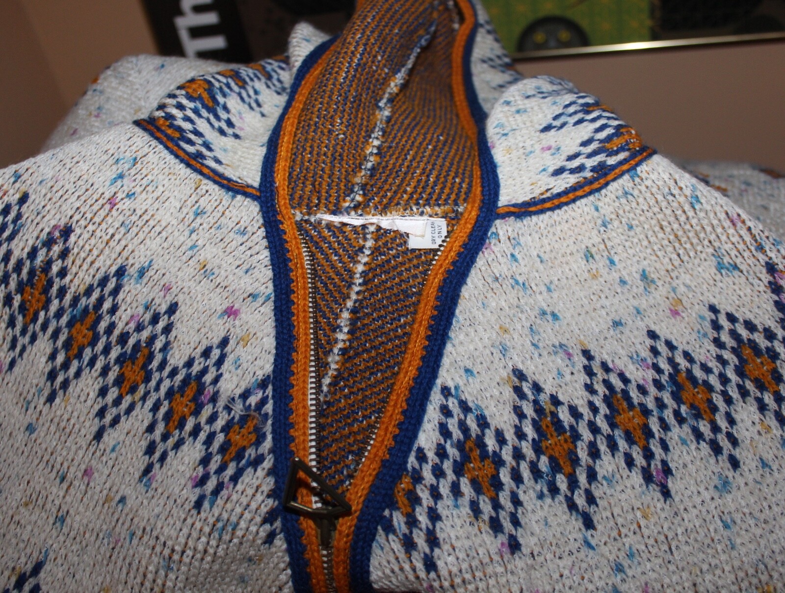 VTG Boho Thick Wool Knit Fringe 70s Hippie Art-Wear Poncho Sweater OS S M L XL