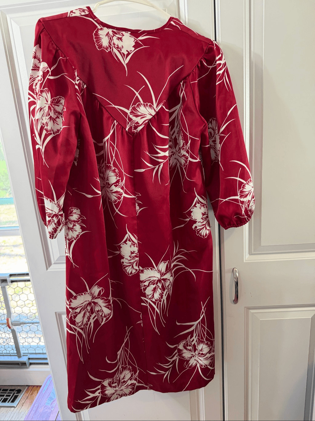 Nani Of Hawaii Vintage 70s Red White Floral Dress Size 10 Medium See Measureme