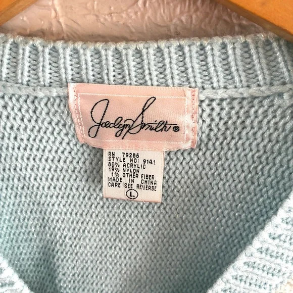Jaclyn Smith Vintage Sweater Chunky Beaded 80s Pastel LARGE Coquette bows