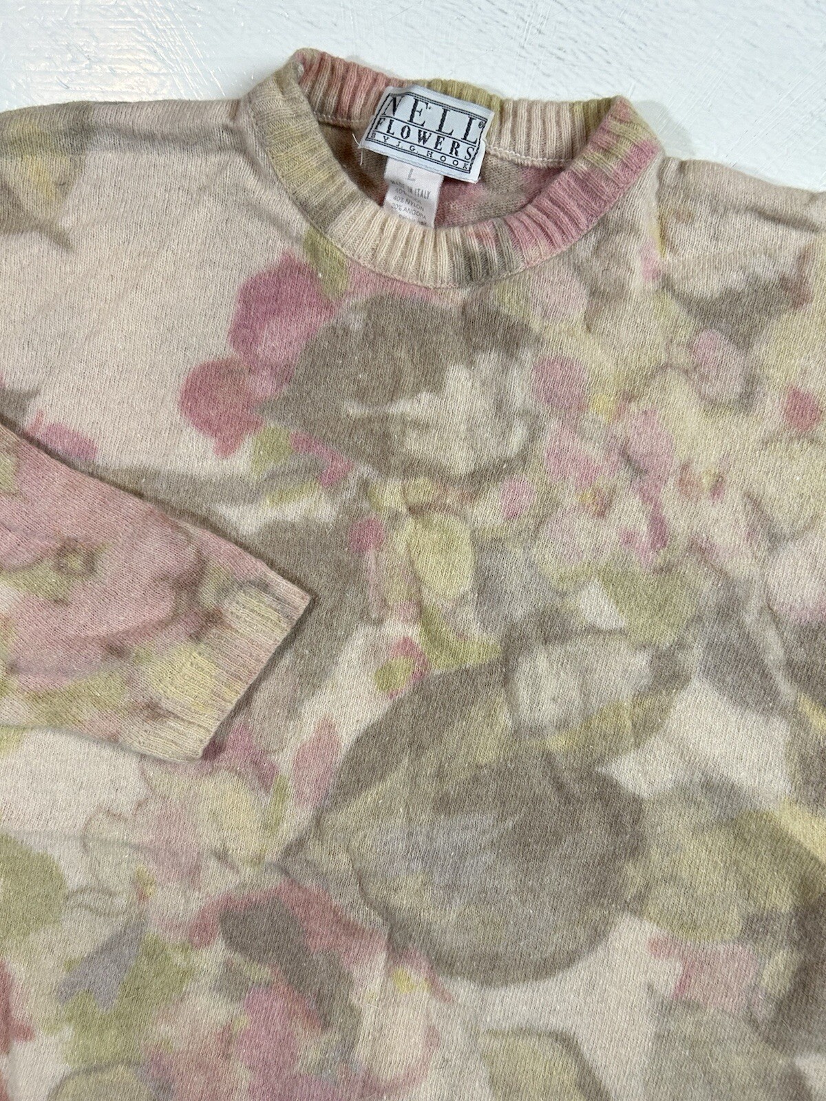 JG Hook Vintage Floral Wool / Rabbit Hair Knit Sweater Women’s LARGE Italy Made