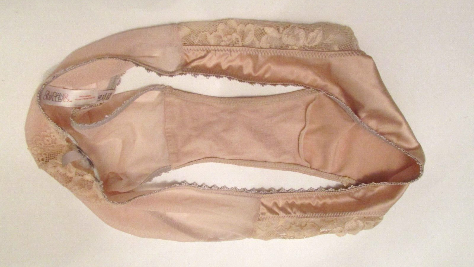 Gilligan & O’Malley Second Skin Satin Sheer Mesh Lace Accent Bikini Panties L