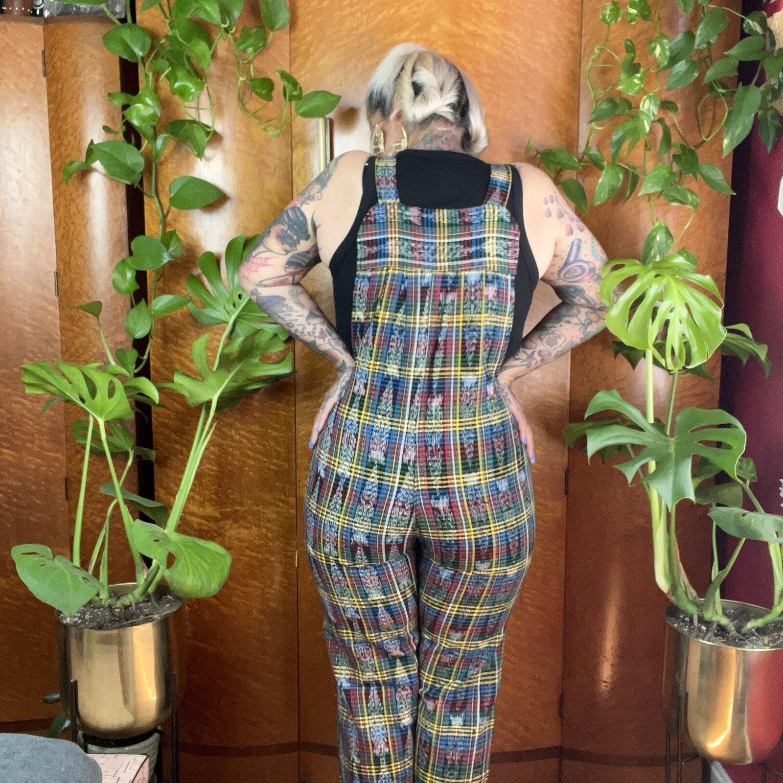 RAINBOW GUATEMALAN 1980’s 80s Vintage 1990’s 90s Petite Cotton Bib Overalls M L
