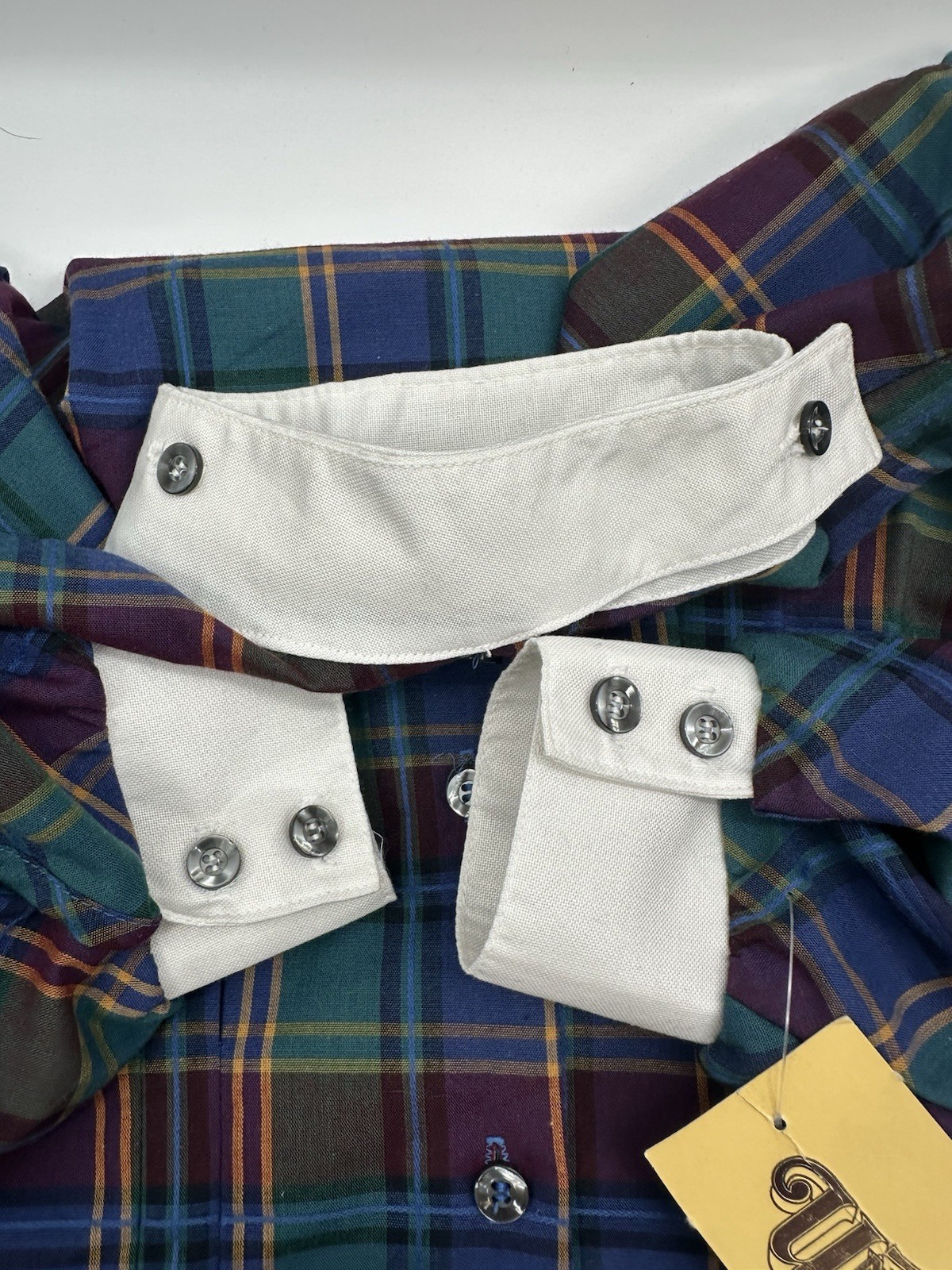 VTG 80s Underground SF Plaid Blouse Puff Sleeve Edwardian Revival Cuffs AB10 NWT