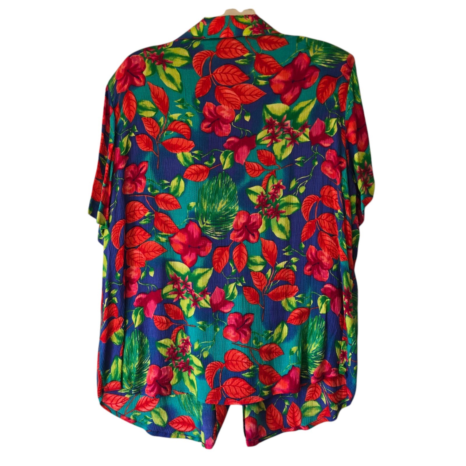 Vintage C.M Shapes 1980 Vibrant Gloral Pattern Skirt And Button Down Top 1X