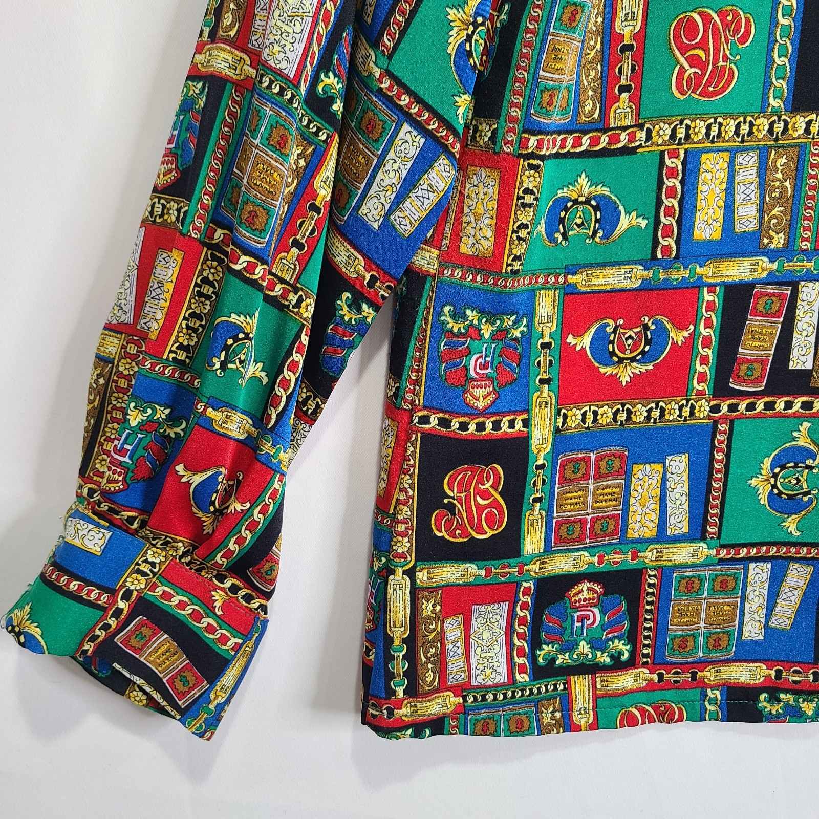 *Unique Vintage Pendleton Cottage Book Library Teacher Blouse Sz10 Lg Novelty
