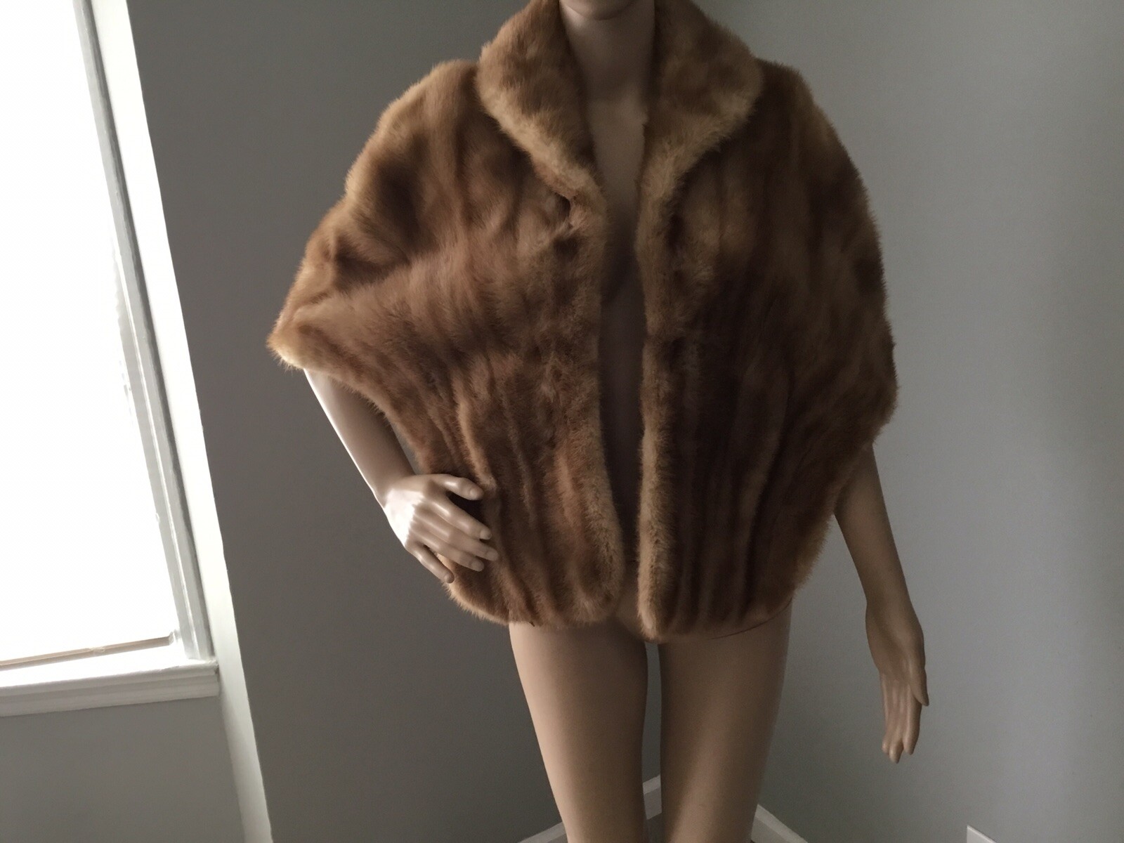Vintage Mink Stole tan Schimmel Furs St. Louis Union Made 1955 Pockets Initials