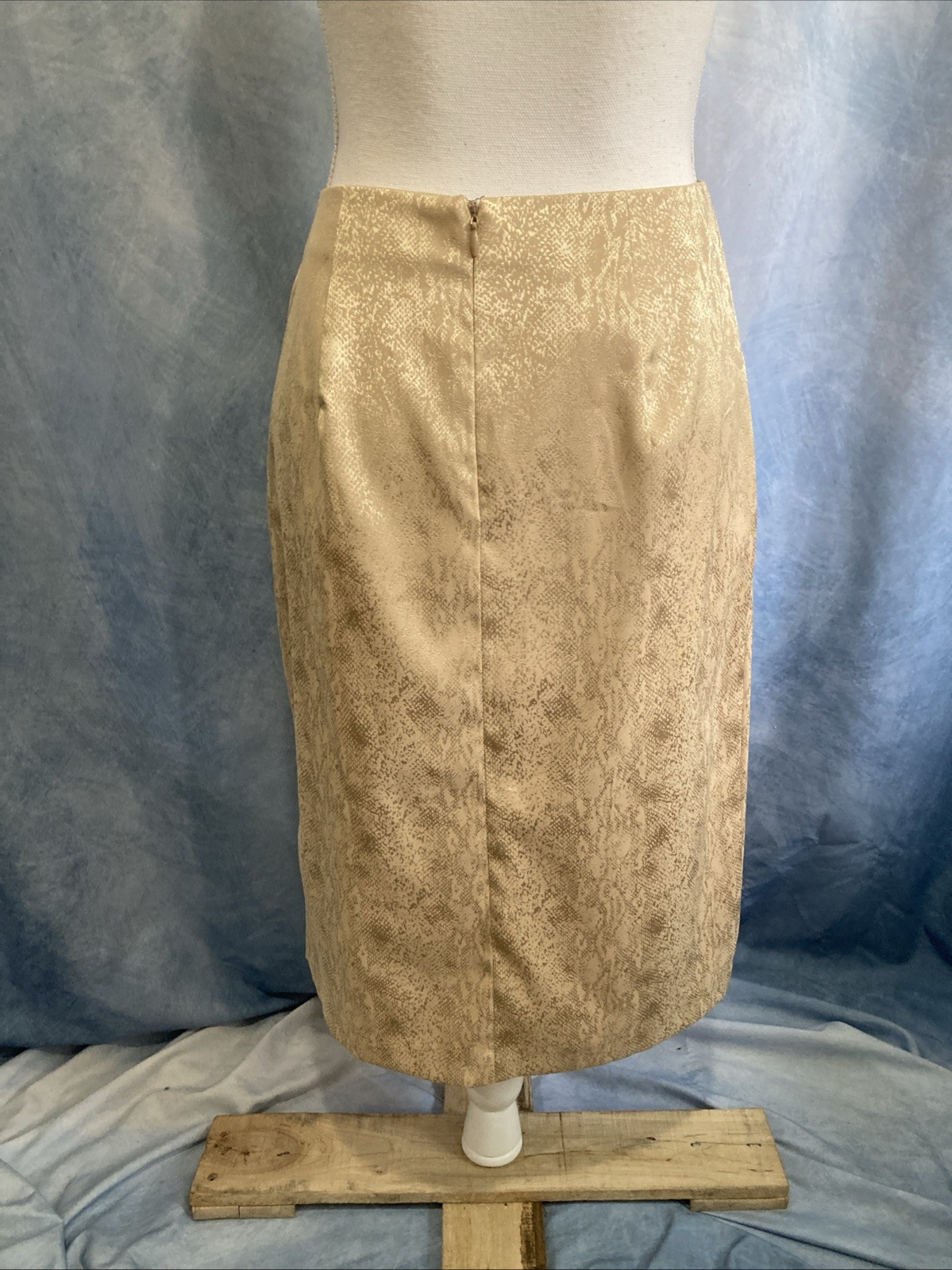 Vtg 90s Carole Little Gold Snakeskin Pencil Skirt 6 Satin USA Grunge Glam Rock