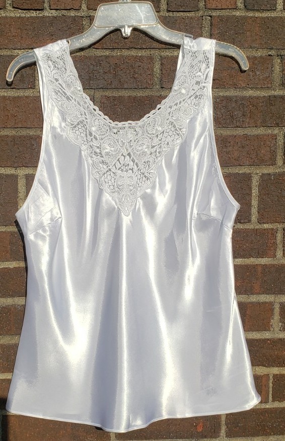 Lot of Three Vintage Satin Camisole Slip Tops Size Large Red White Black NEW