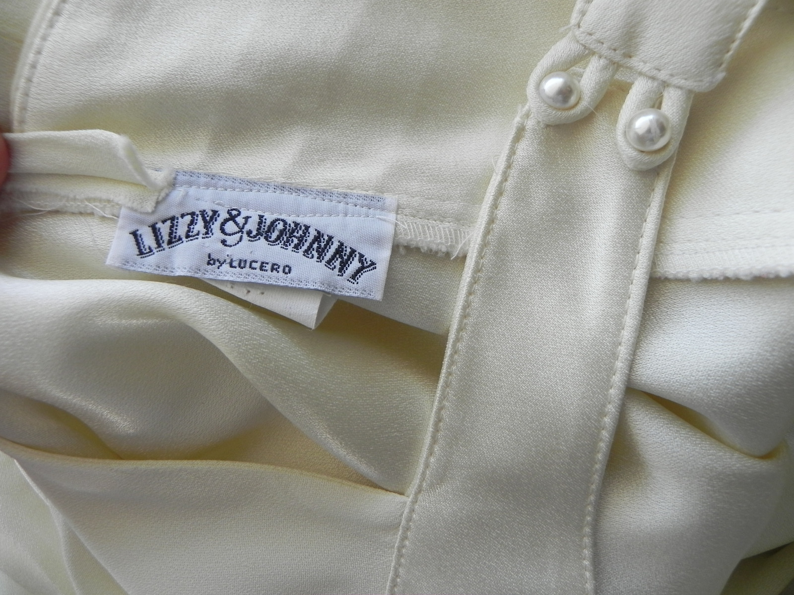 Vtg Lizzy & Johnny Dress Formal Ivory Open Cap Sleeve Size 15/16 (2XL)