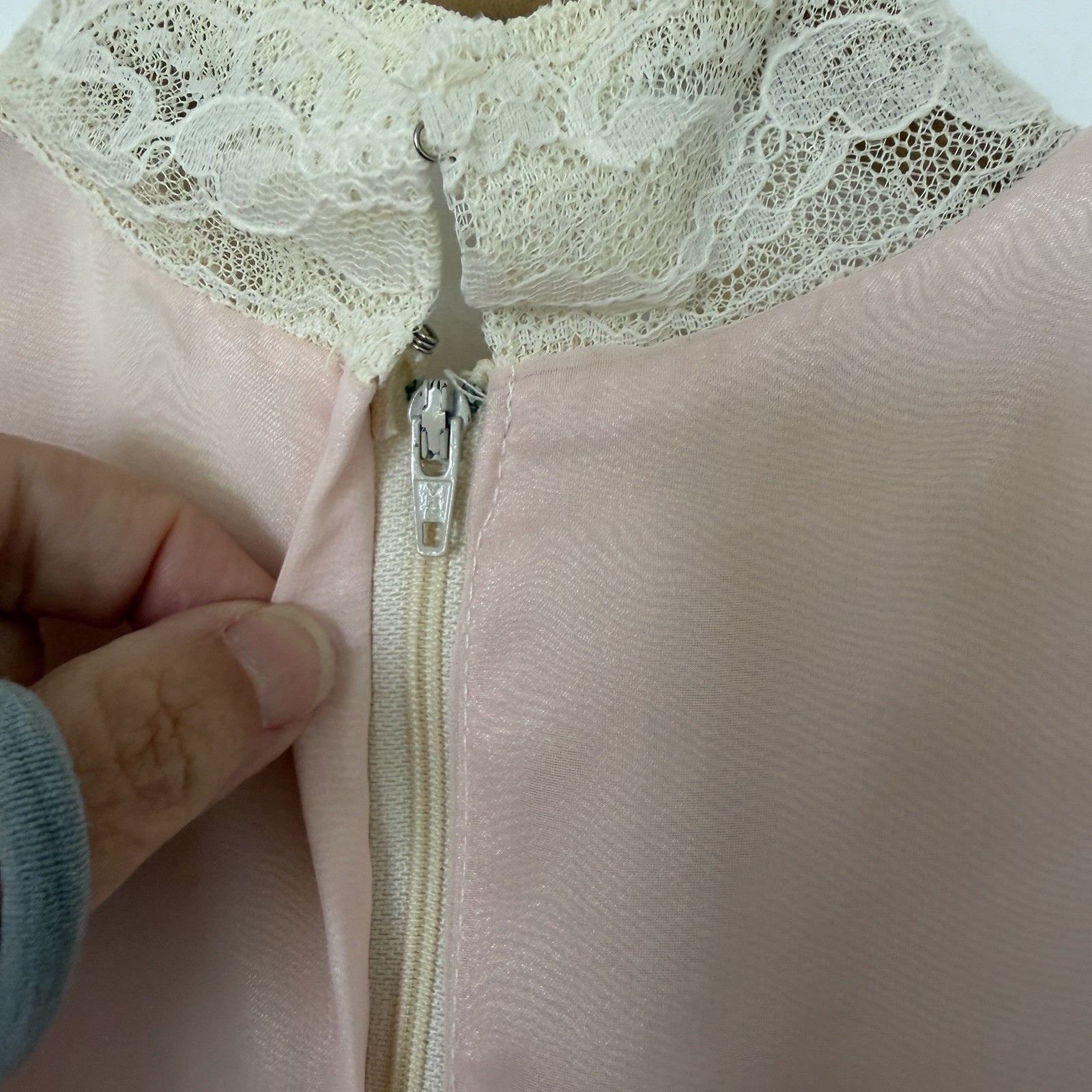 Vtg 70’s Susan Lanes Country Elegance Wedding Dress Sz 10 Pink Victorian Lace