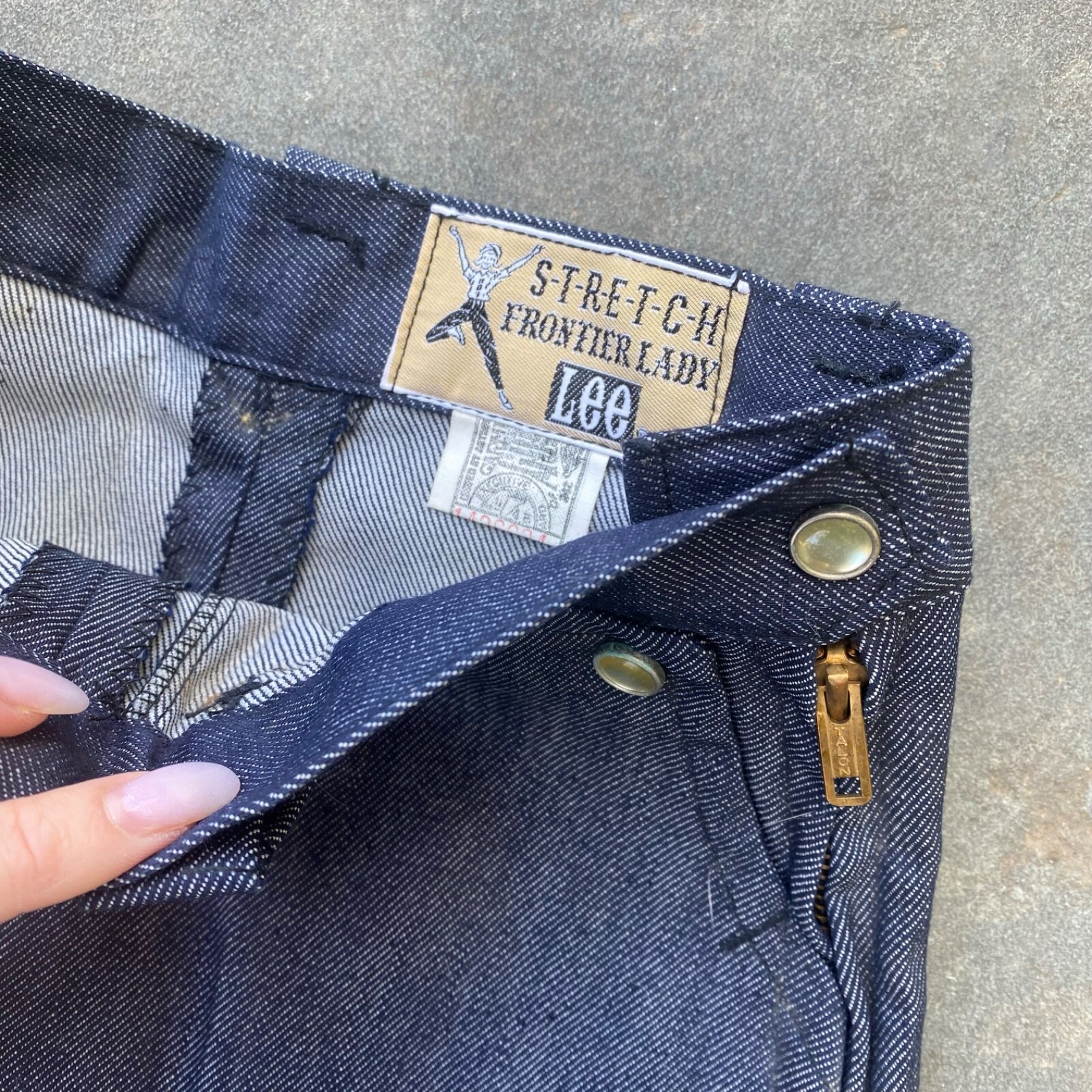 Deadstock NWT Vintage 1960s Lee Frontier Lady Pearl Snap Side Zip Indigo Jeans
