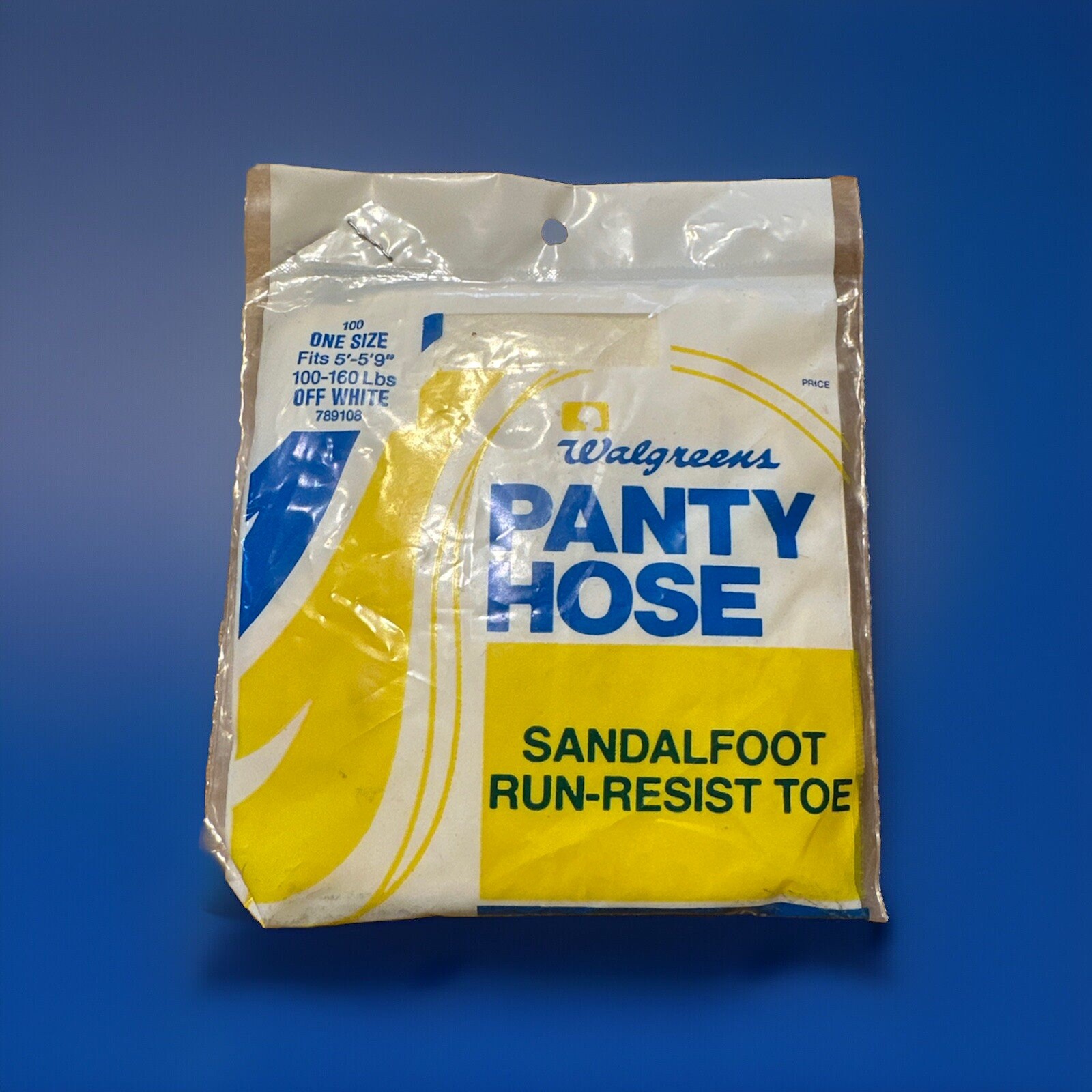 VTG Walgreens Pantyhose Sandalfoot Off White One Size Fits 5’-5’9” 100-160 lbs.