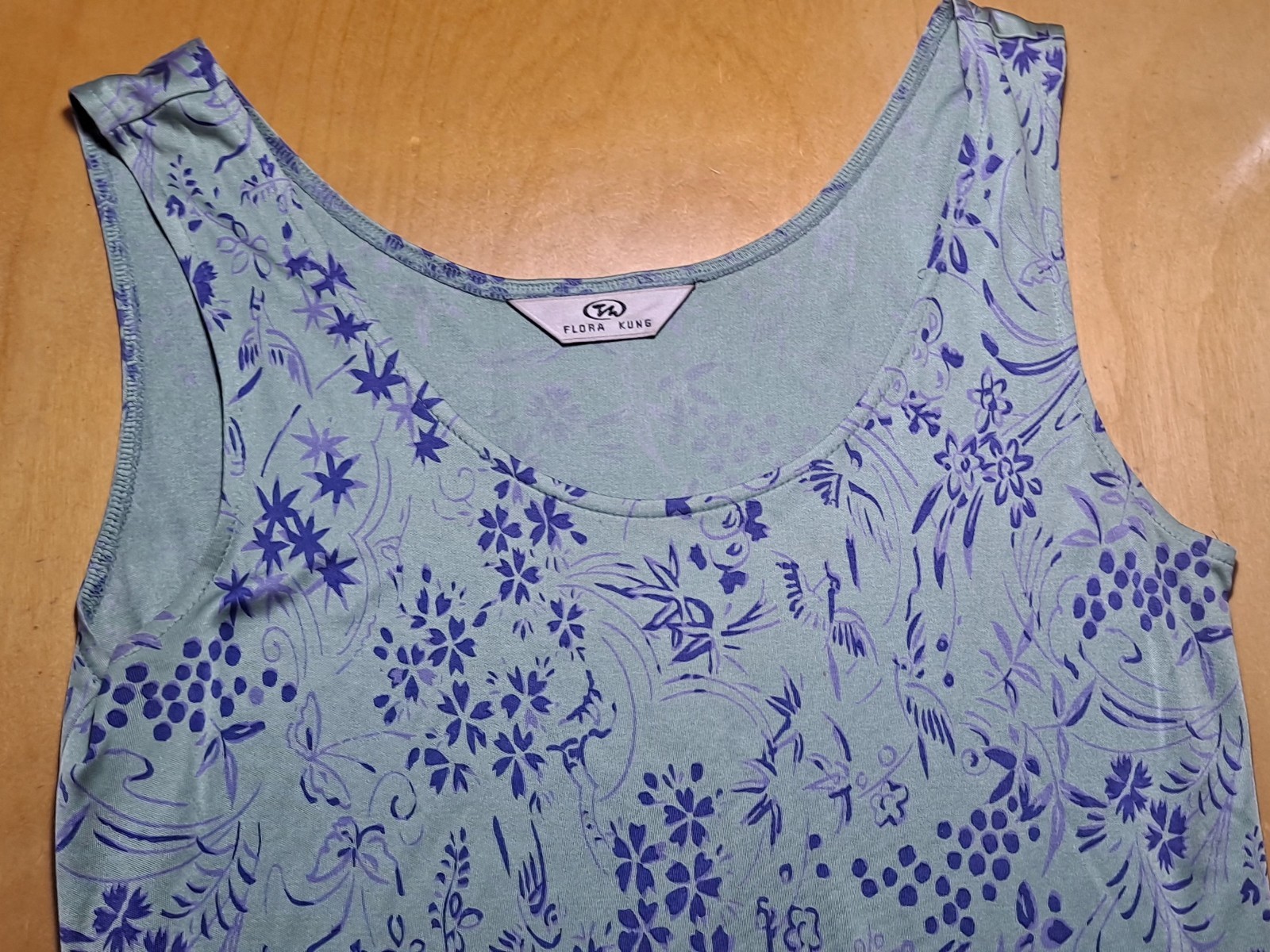 Vtg 80s Flora Kung Silk Jersey Mint Green/Purple Floral Print Sheath Dress 4/ XS
