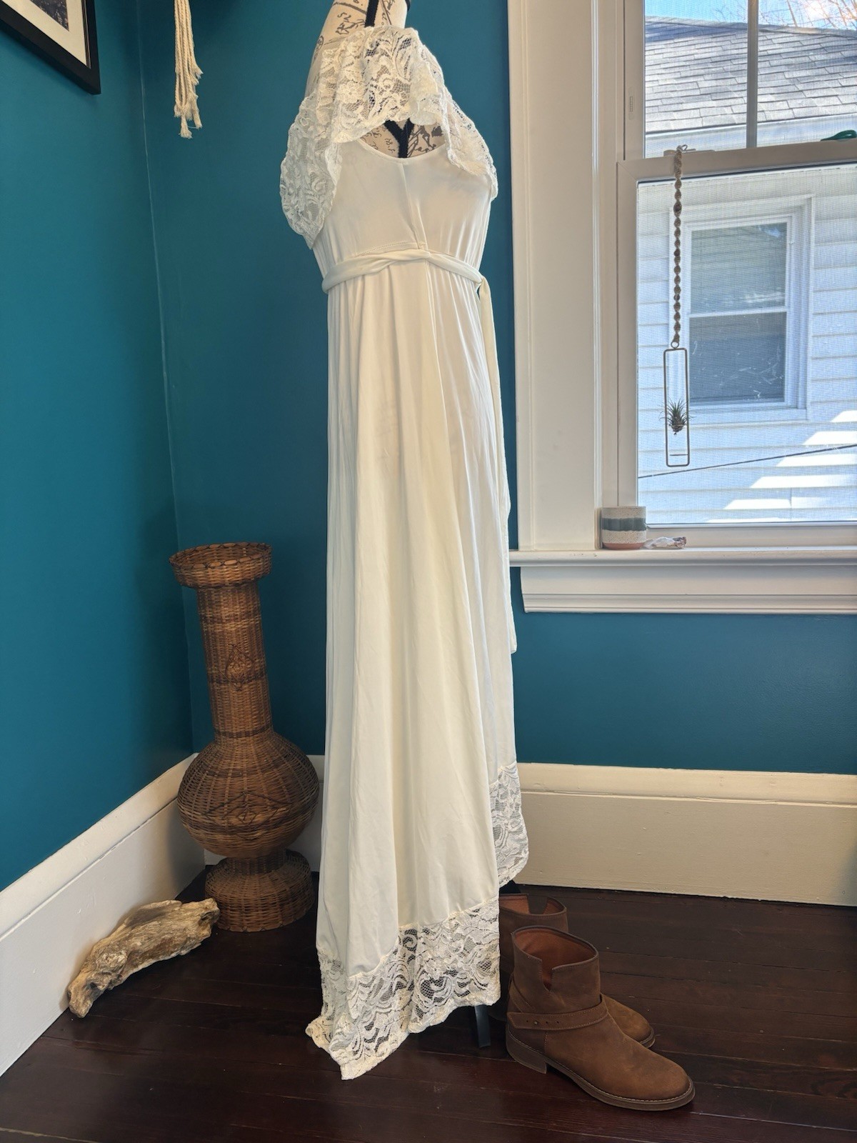 Maxi Festival Hippie Lace Boho Vintage Cottage Core Bohemian Dress