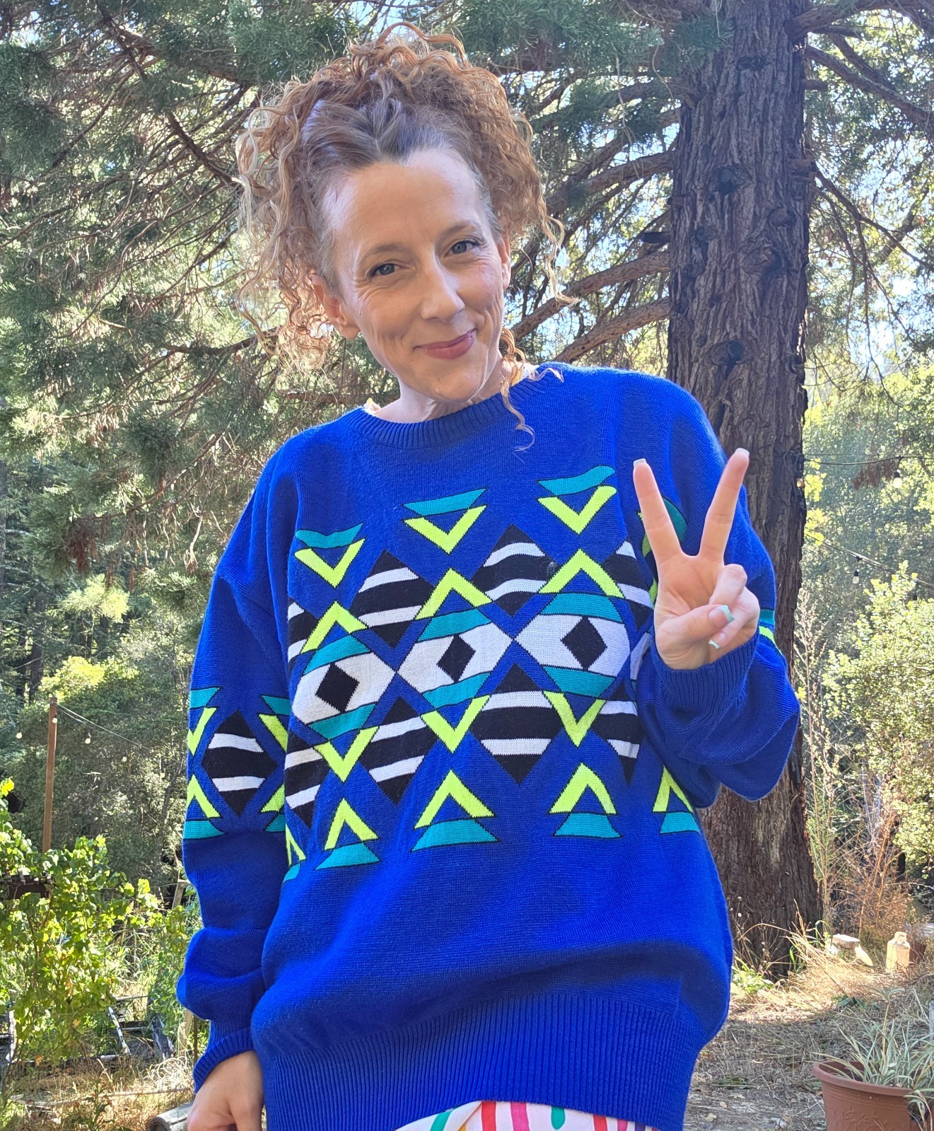 VTG 80s Tyrolia by Head Ski Sweater Neon Geometric Intarsia Knit Pullover
