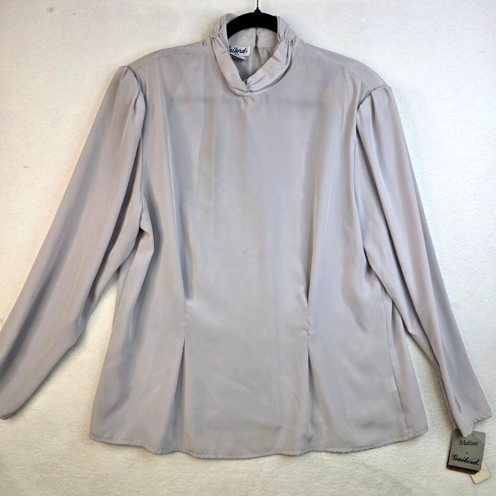 Vintage 80s Gailord Matisse Crepe De Chine Blouse 12 Dove Grey Pleated Feminine