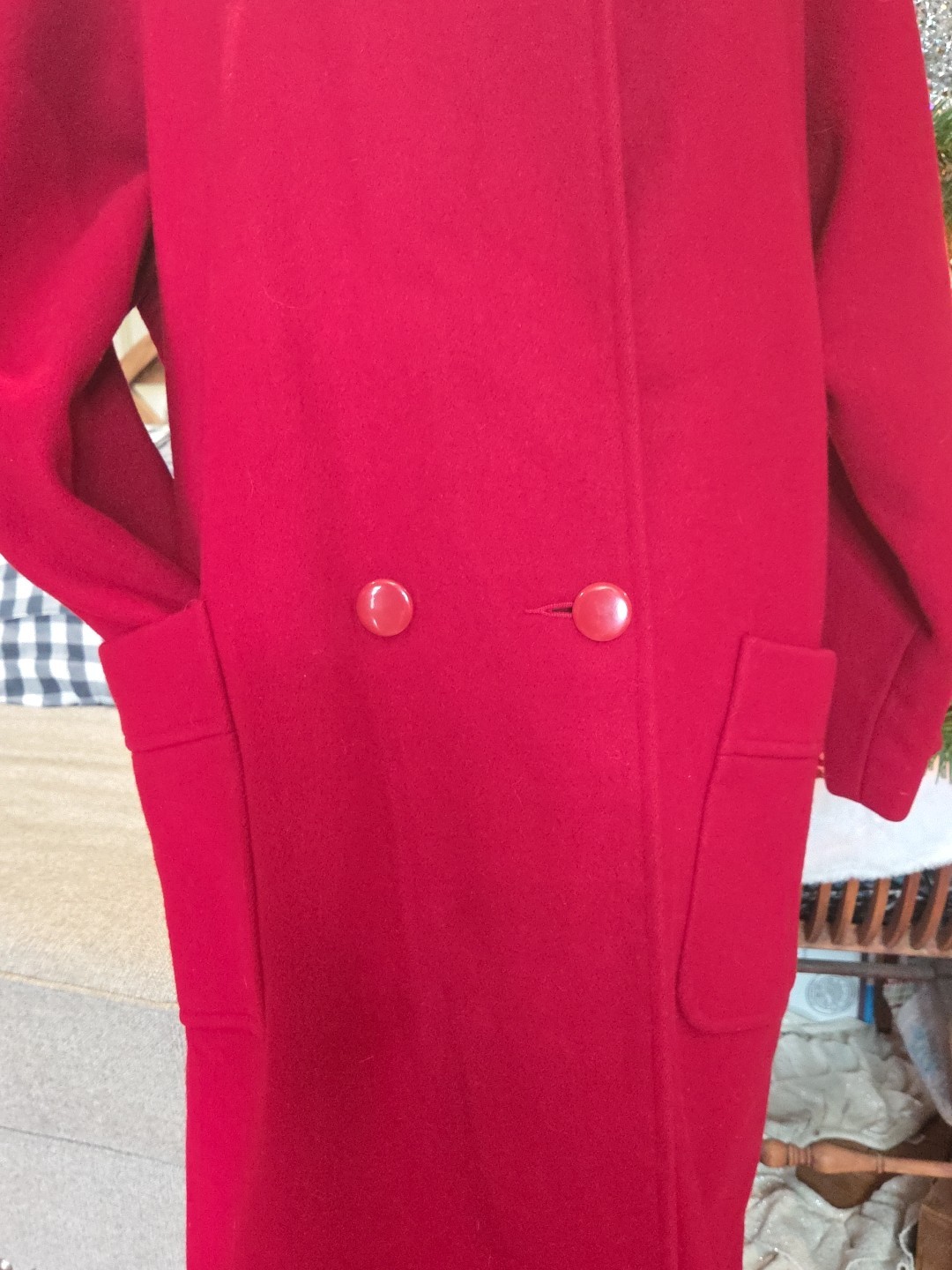 Vintage Central Park 100% Red Wool Anglo Fabrics SZ 14 Long Duster Jacket USA