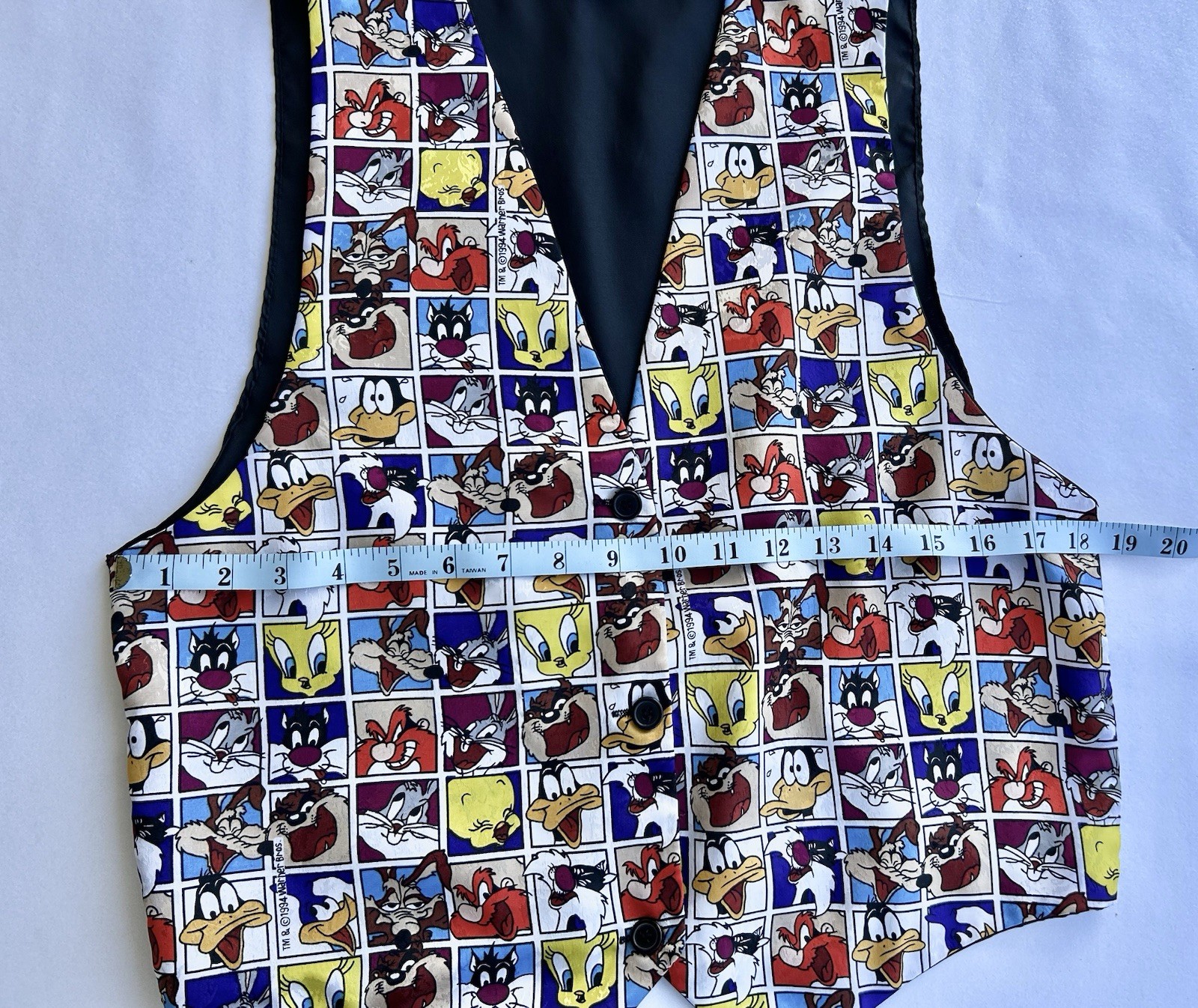 Looney Tunes Vintage Tweety Bird Sylvester Daffy Cartoon Tie Back Vest One Size