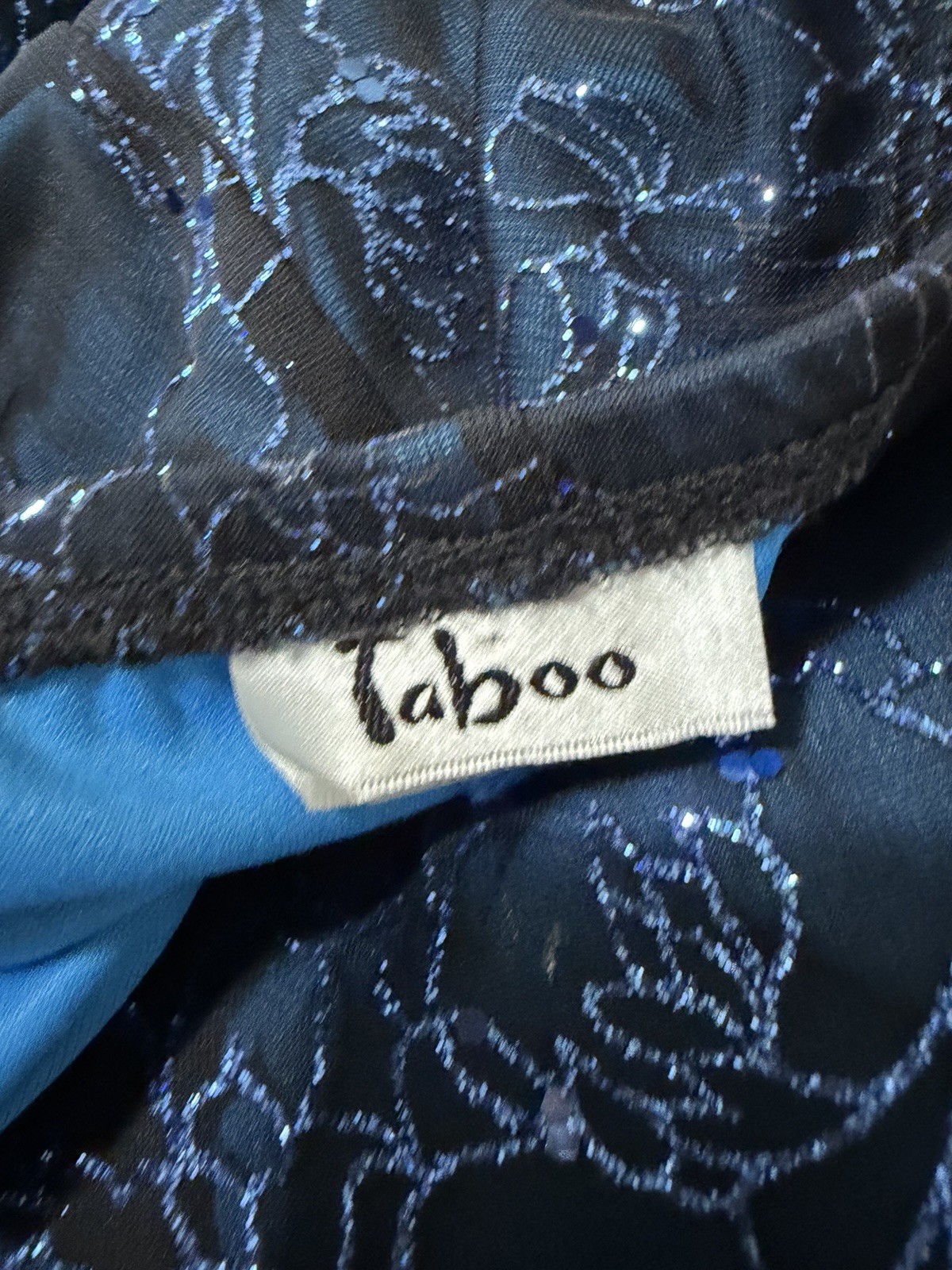 Vintage Y2K Taboo Black Halter Dress Glitter Blue Fairycore Prom Size XL