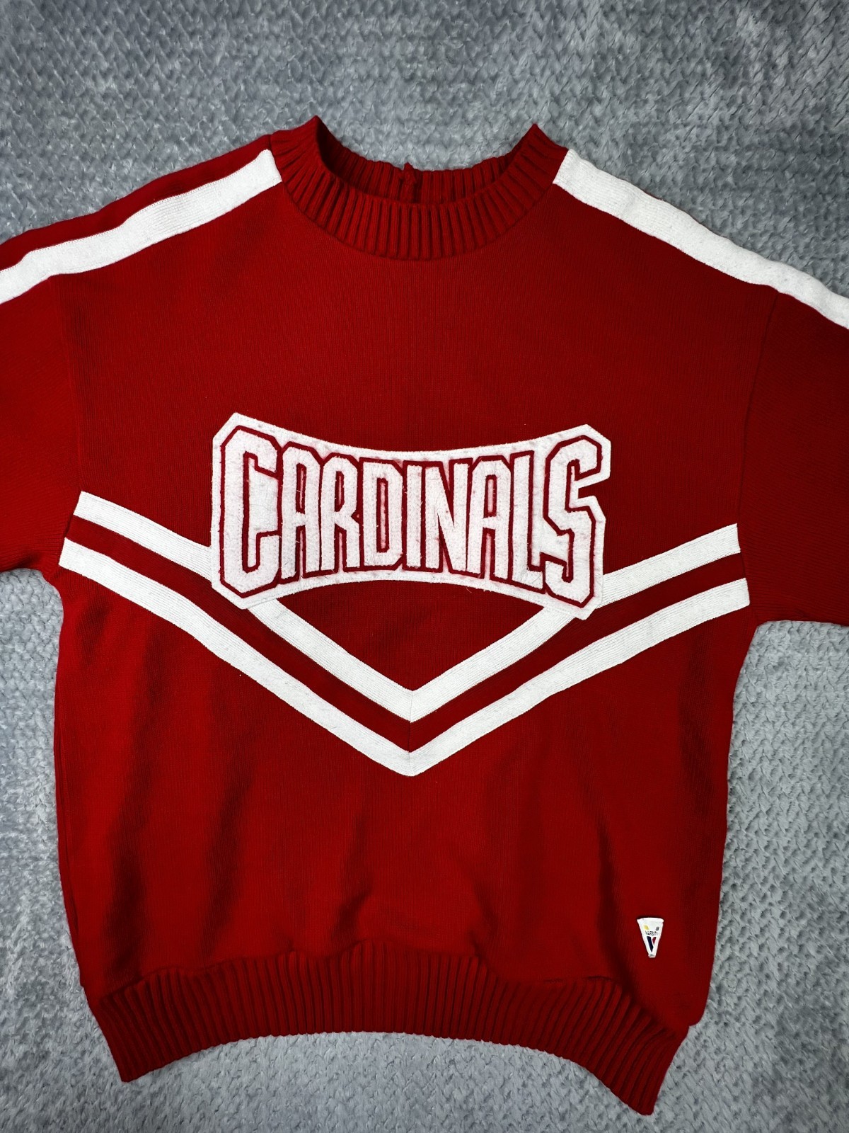 Varsity Red White Cheerleader Acrylic Pullover Sweater Shirt Medium Cardinals