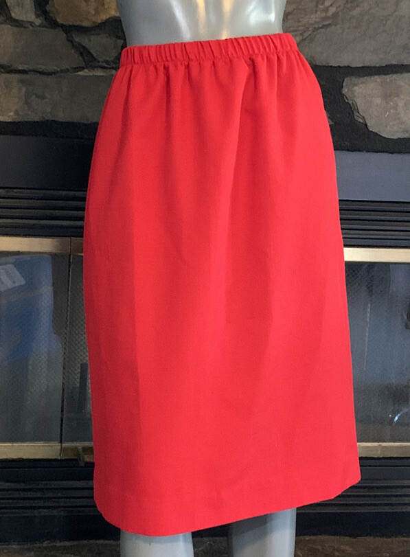 Vintage 70’s Red Polyester Linen Look A-Line Skirt by Nikki Size Medium