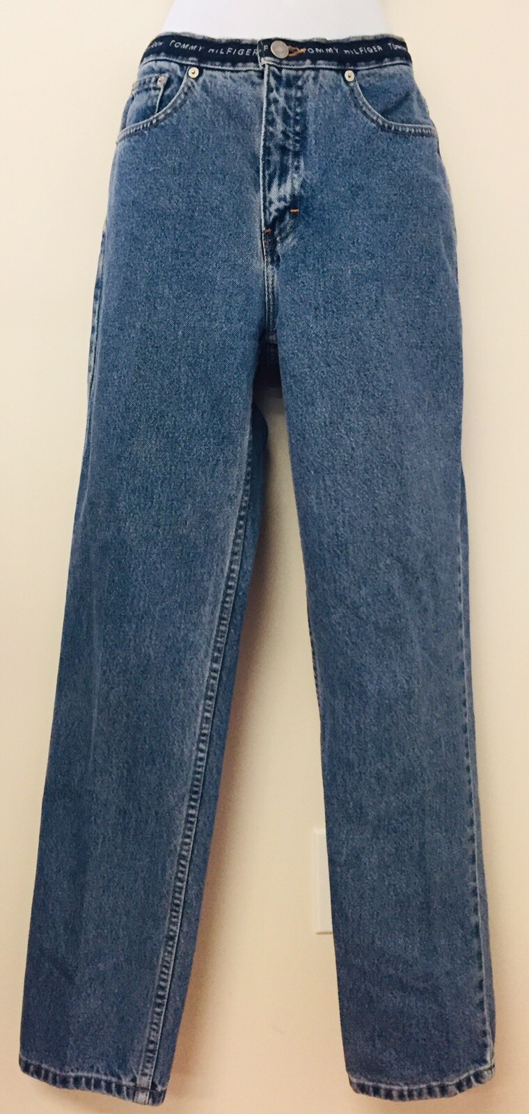 Tommy Hilfiger Mom Jeans Denim Pants Vintage 90s SPELLOUT Blue Baggy Hipster 10