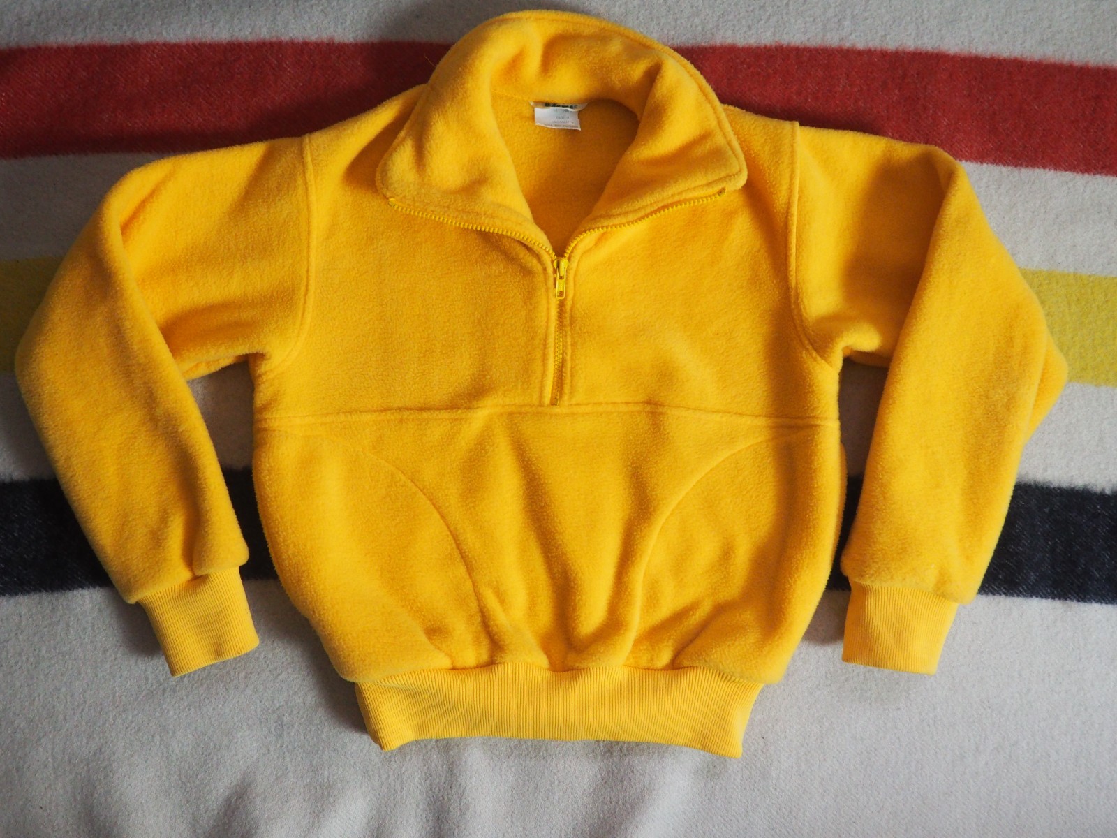 VTG 80s REI Canary Yellow USA Made 1/2 Zip Outdoor Hiking Fleece Jacket Womens S
