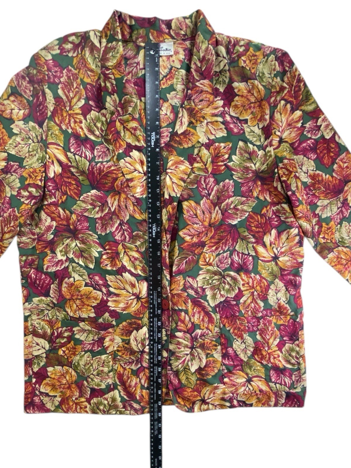 Katie Brooke Womens Blazer Size 18 Autumn Leaf Floral Print Lightweight USA
