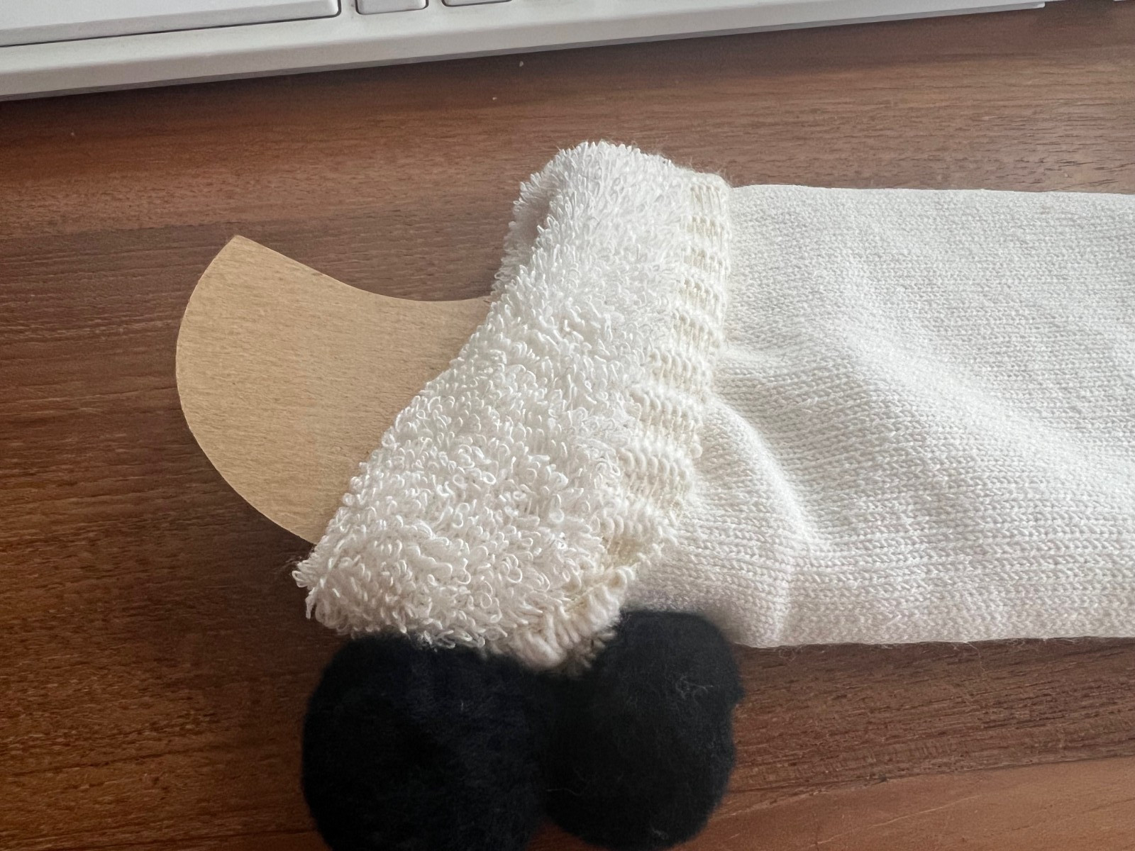 Vintage Pom Pom Ankle Socks Terry White NOS