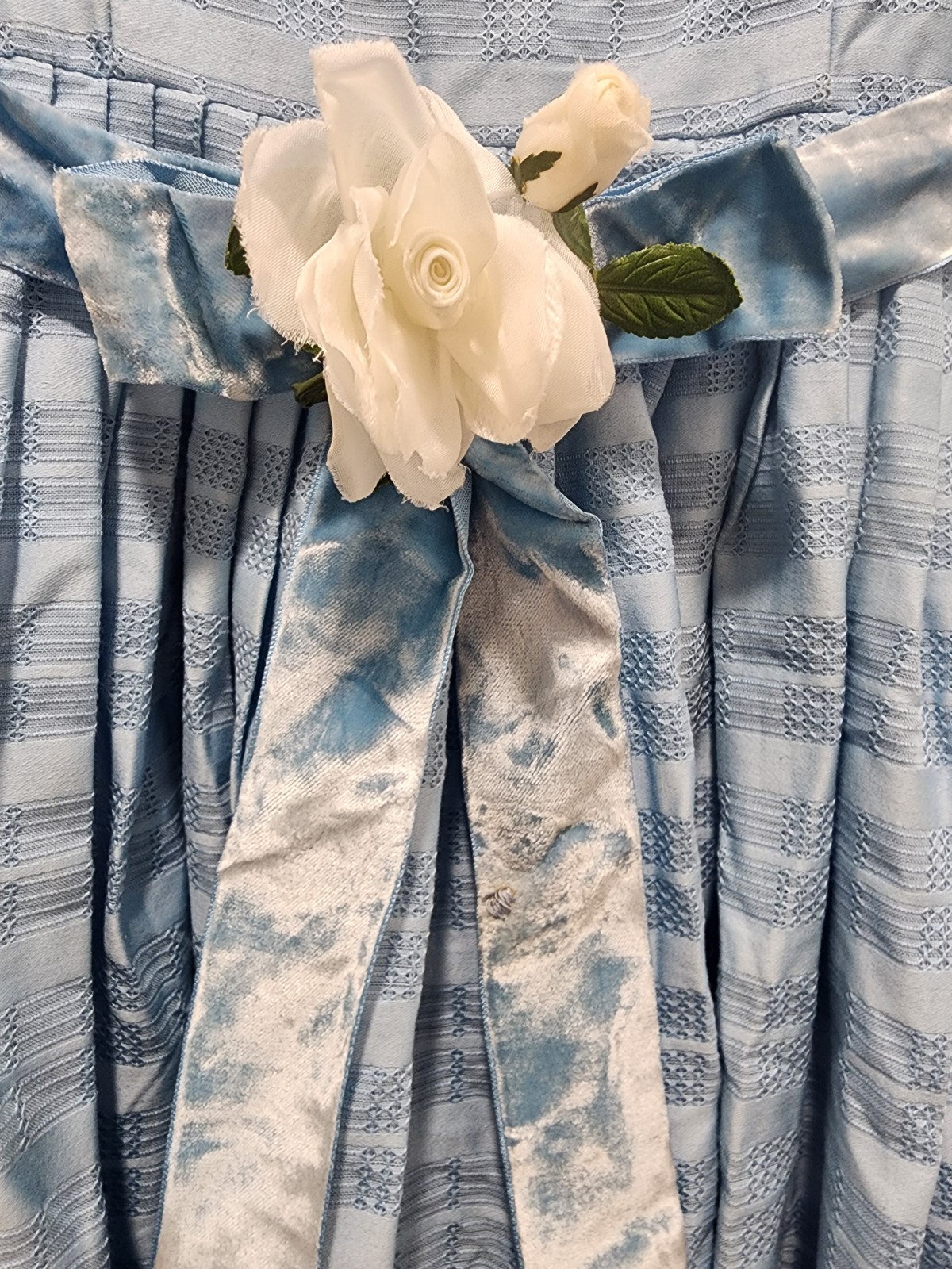 VTG 50s Jonathan Logan Powder Blue Fit & Flare Jrs Day Dress Velvet Ribbon SZ 2