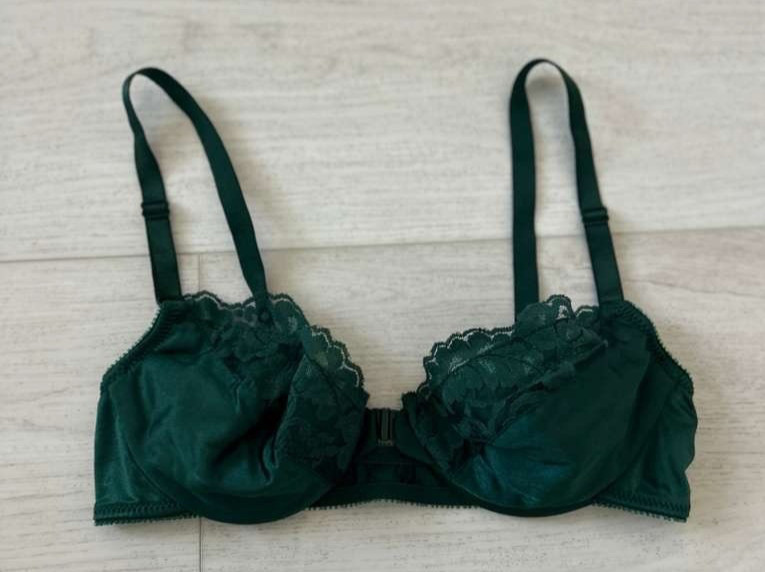 Vintage Vassarette Satin Bra Sz 36B Green Front Closure