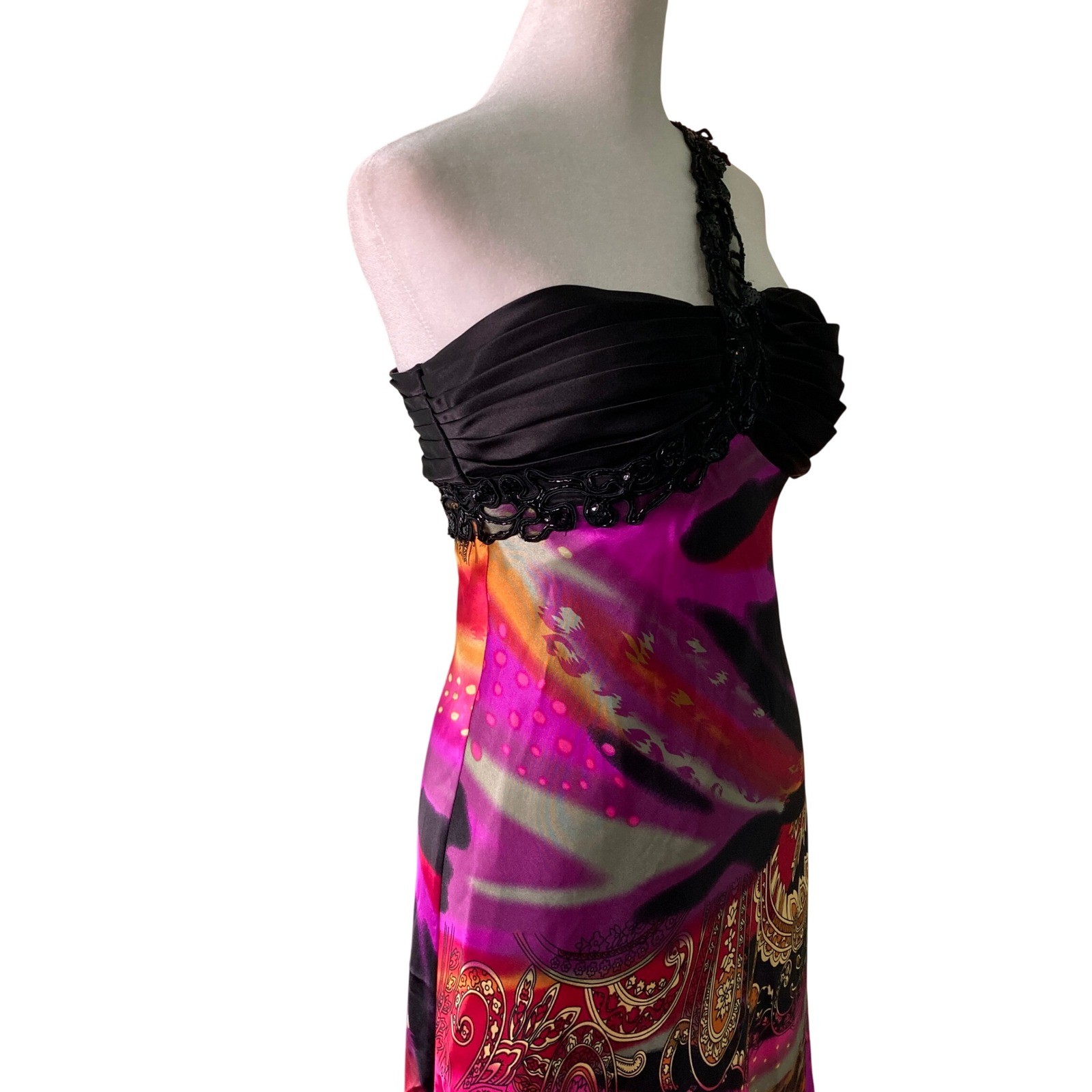 Taboo Psychedelic Maxi Dress Sequin Babydoll Vibrant Boho Retro Y2K (Size 9/10)