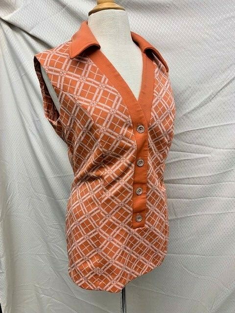 H BAR C ,Vintage 70’s Orange knit pullover tunic. rockabilly, groovy! Large