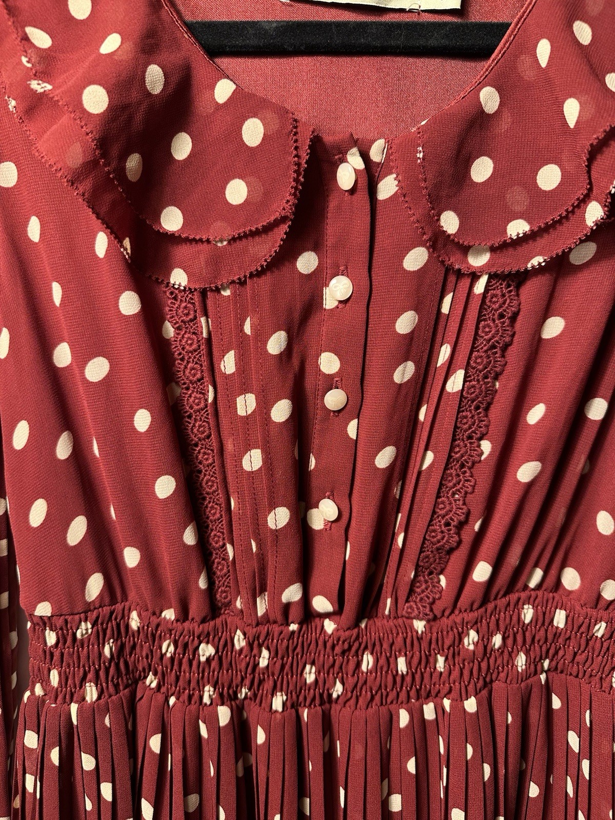 VTG La Chapelle Dress Polka Dots Pleated Skirt Retro Tradwife 40s 60s Twee Girly