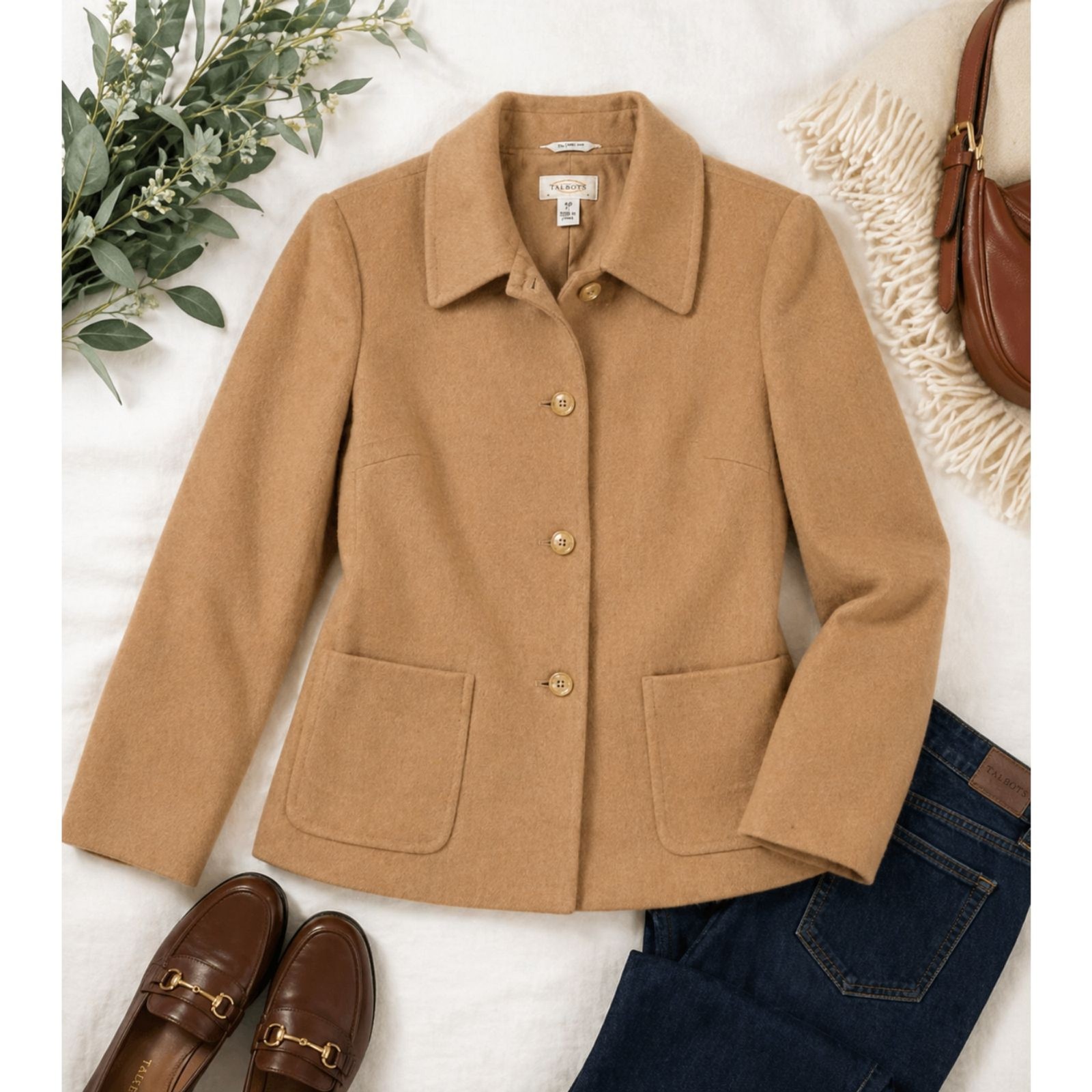 Talbots Camel Hair Blazer Women’s Size 8 Petite Camel Preppy Minimalist Vintage
