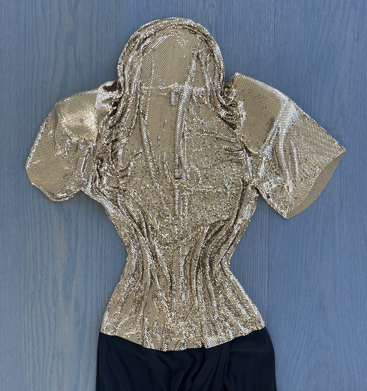 Vintage 1970s Metal Mesh Ferrara Gold Chainmail Dress Lindissima San Juan Small