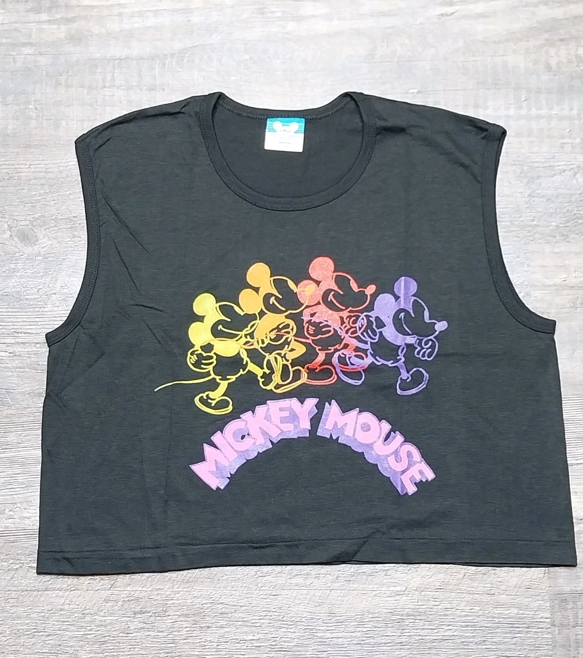 Vtg Disney Mickey Mouse Shirt 80s Sz Medium Women’s Surf Beach Belly Crop Top