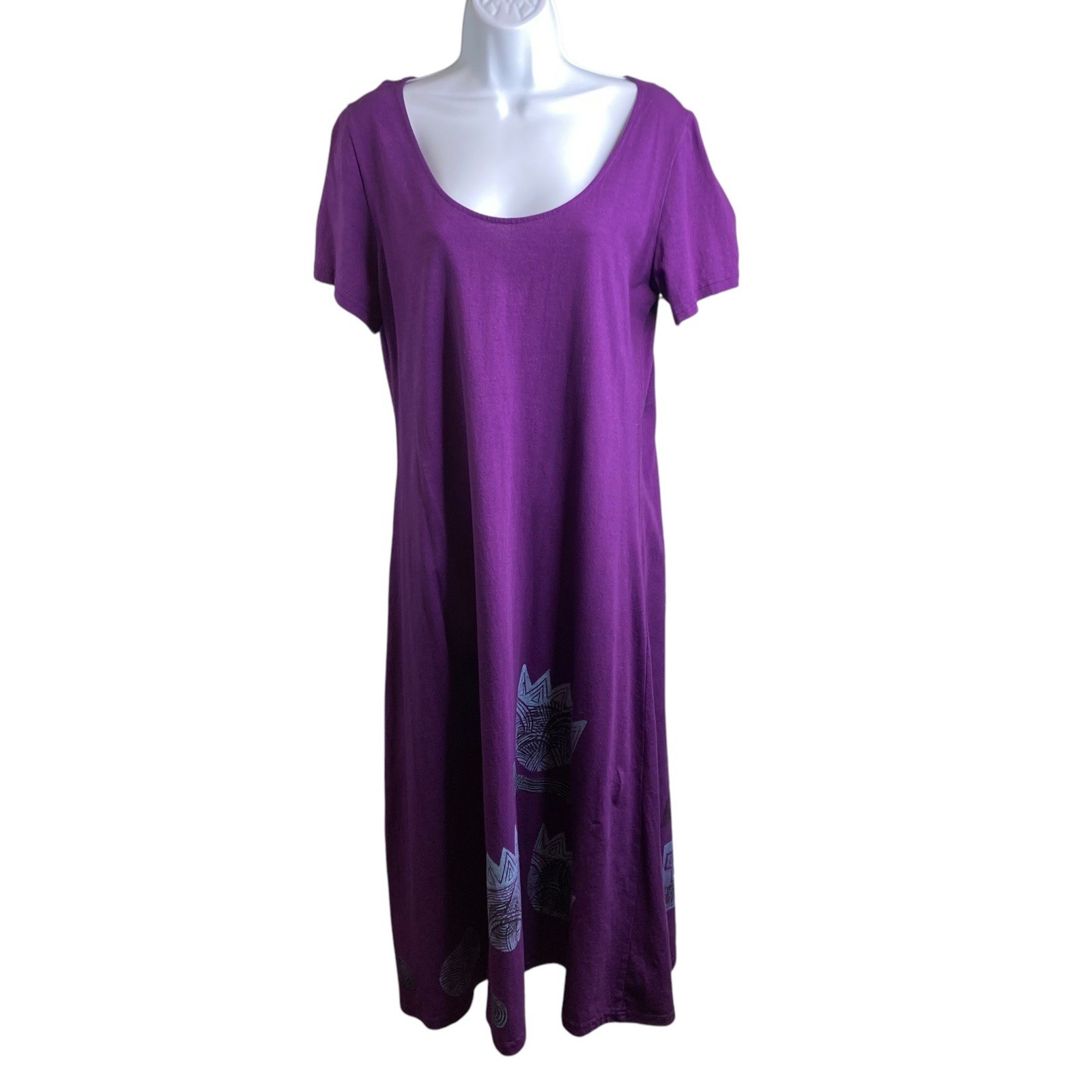 VTG 90s Allison Purple Boho Floral Midi Dress M Retro Art To Wear Cottagecore
