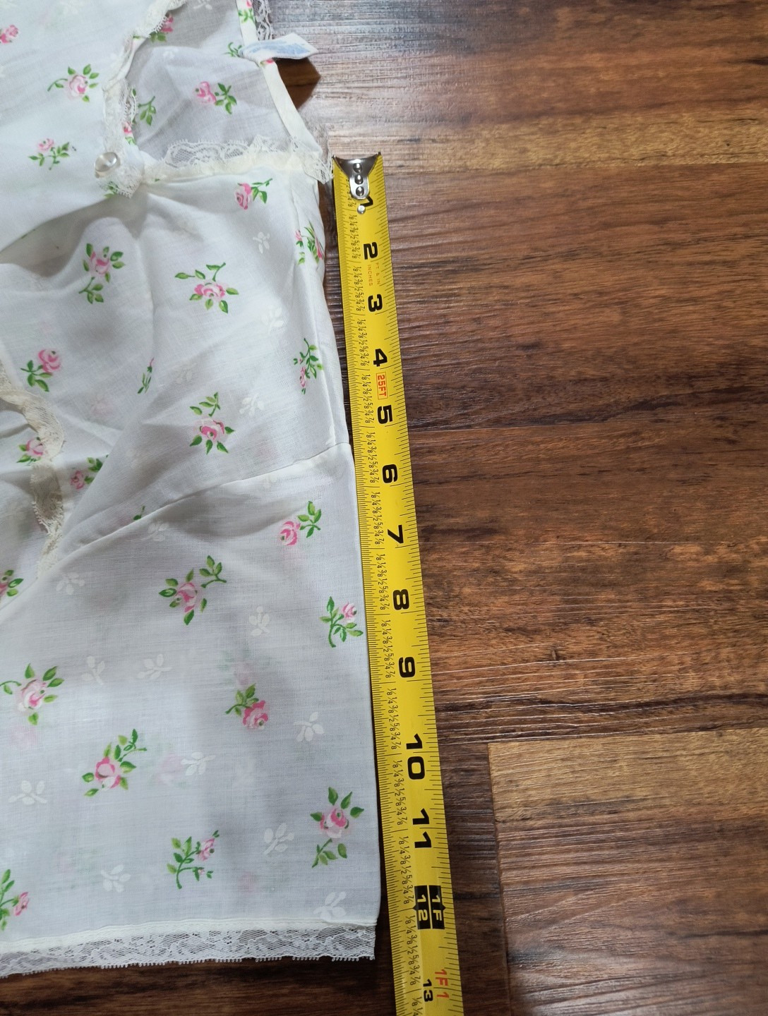 Vintage Katz Button Up Lace Trim Forest Floral Pajama Top
