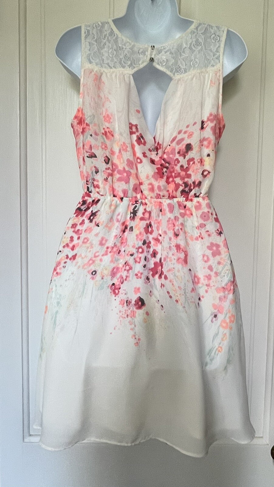 Vtg Y2K 90s 00s Candies Dress Sz S or M Sheer Flowy Coquette Watercolor