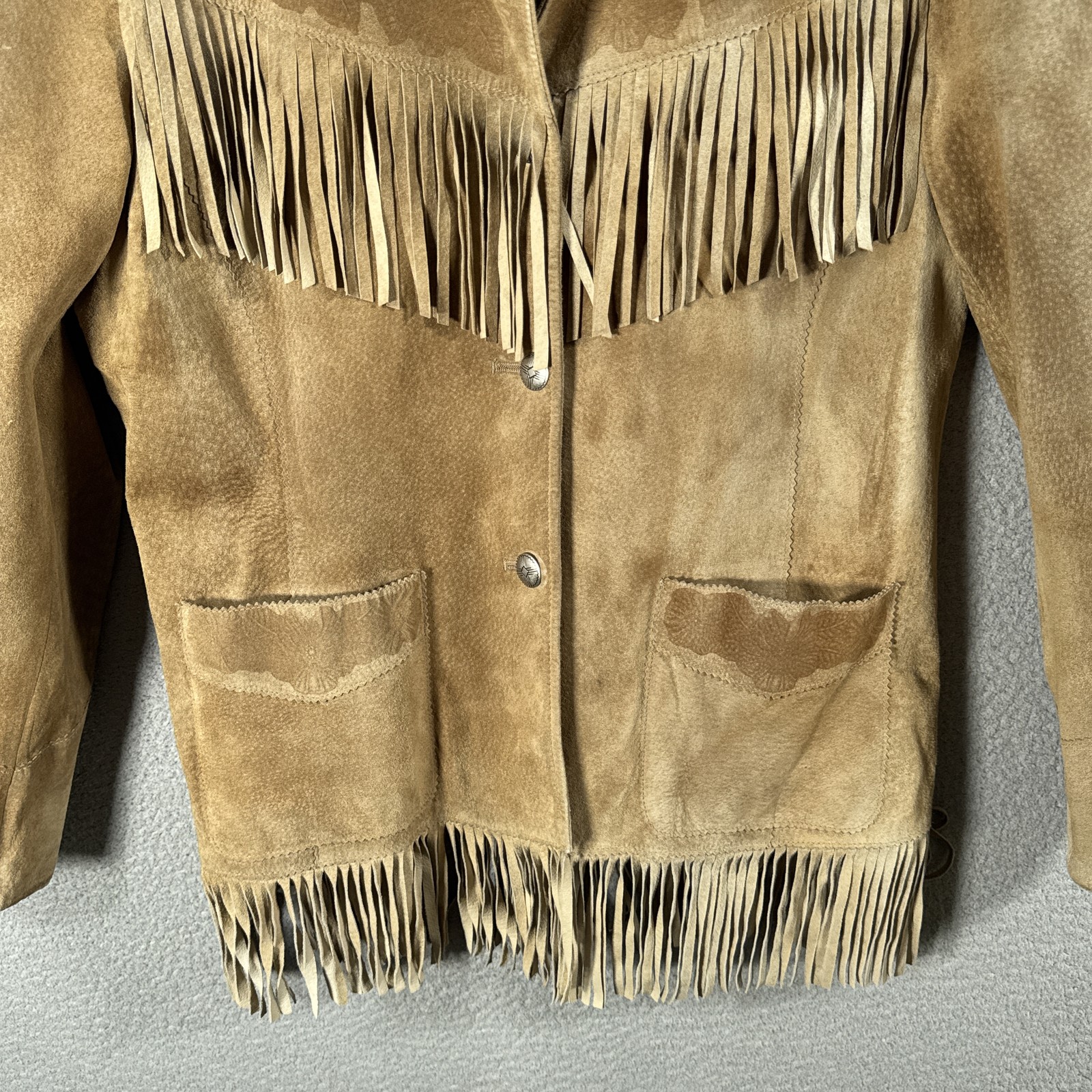 Vintage Ralph Lauren Suede Fringe Jacket Womens Large Brown Western Cowgirl FLAW