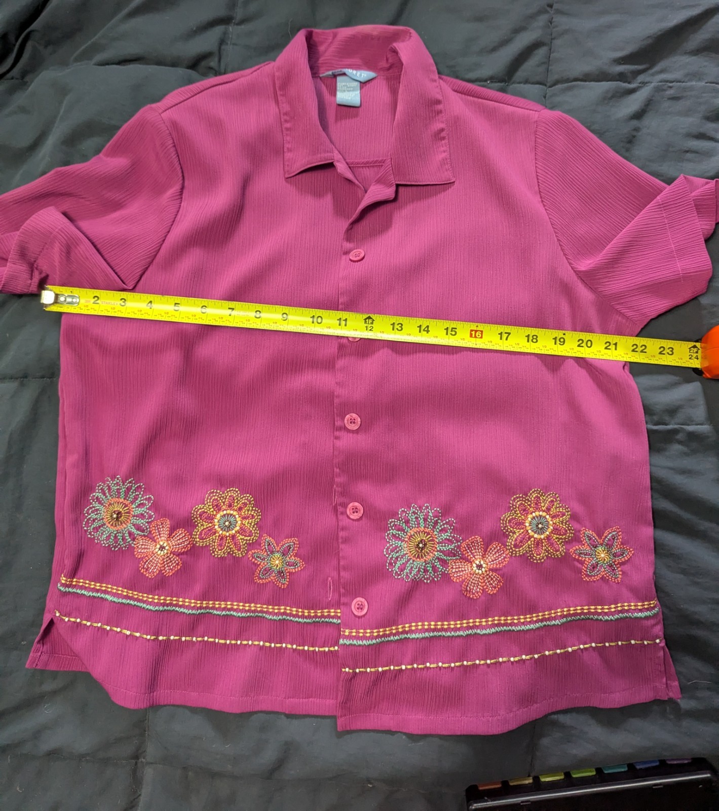Vintage Koret Floral Embroidery Magenta Pink 2 Piece Set Short Pants And Top