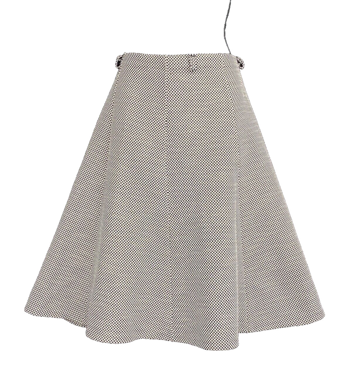 Vintage 1970s gray midi skirt below knee stretch A-line black white pull on S