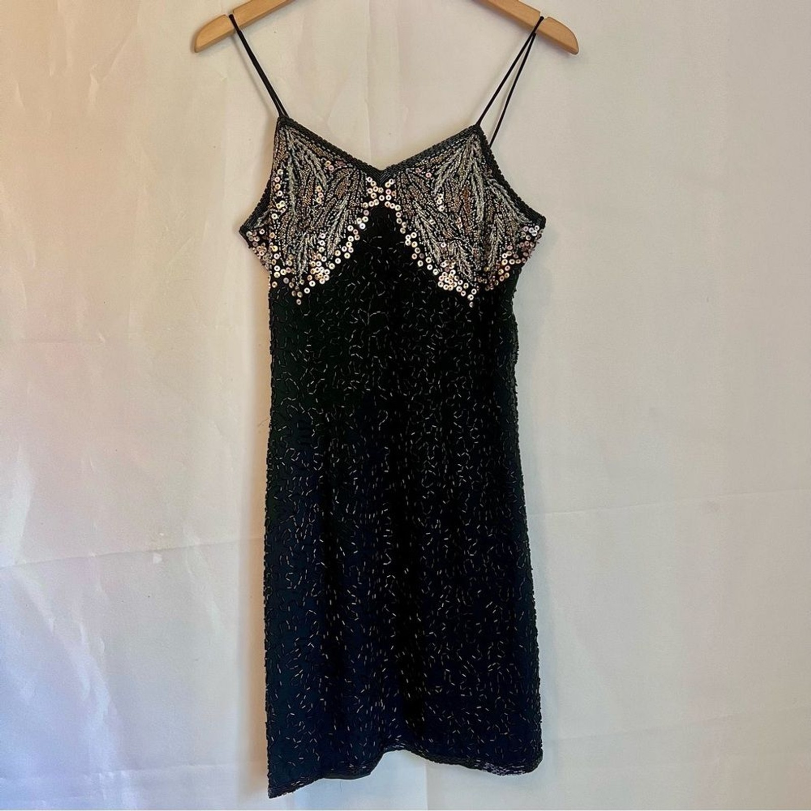 Sho Max Originals Vintage Party Dress Size Small. 100% Silk Beaded Holiday Dress