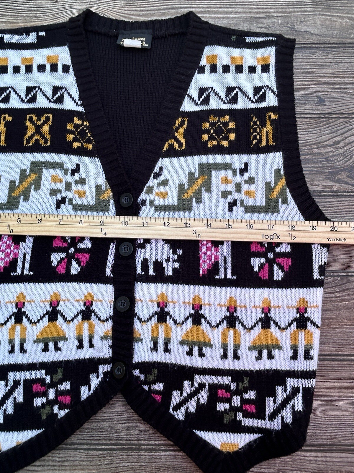 Vintage Artsy Women’s Maison Gabriel Sweater Vest Folk Art Made In USA Sz M