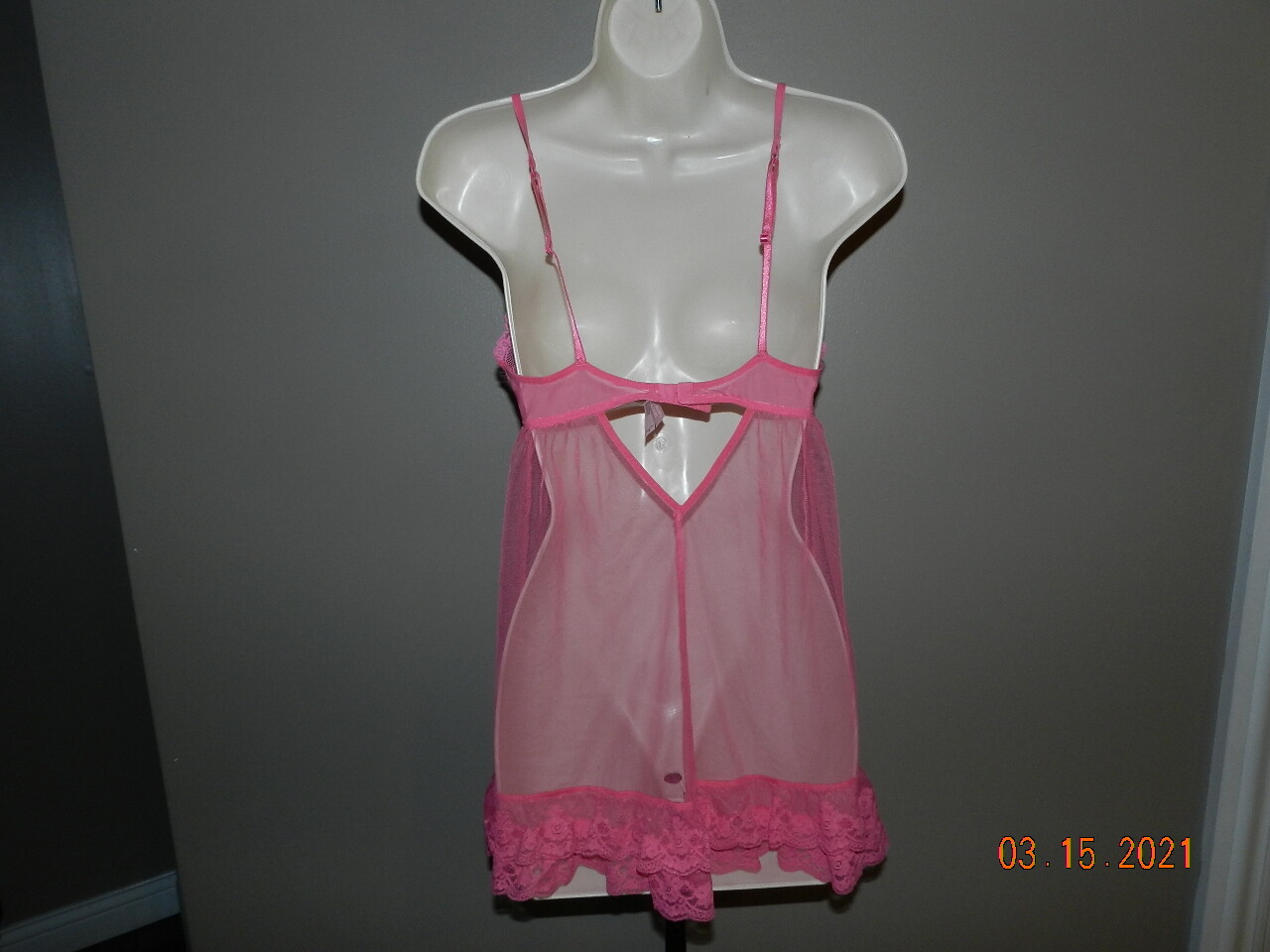 VICTORIA’S SECRET BABYDOLL BRIGHT PINK MESH LACE S